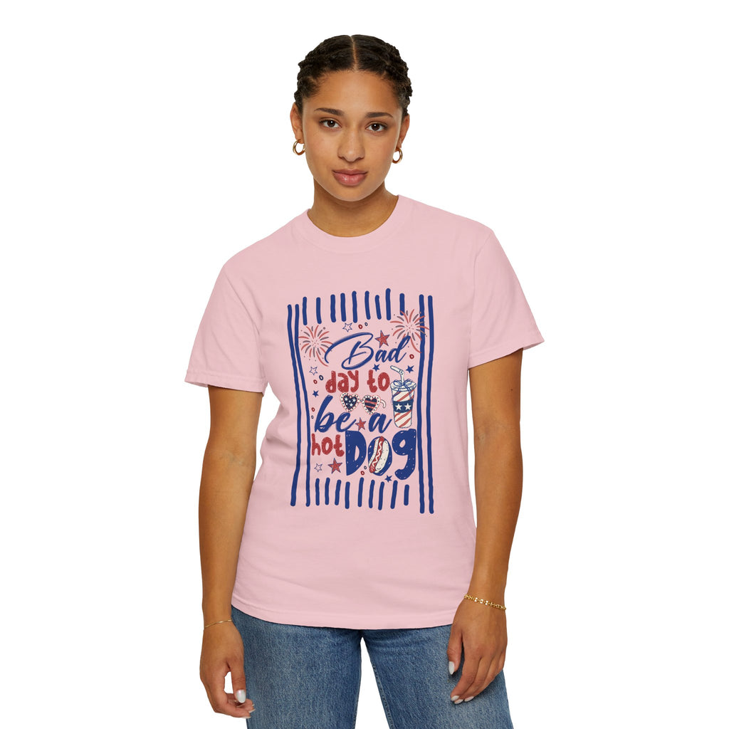 Hot Dog Patriotic Graphic T-Shirt — "Bad Day to Be a Hot Dog" 4th of July Tee