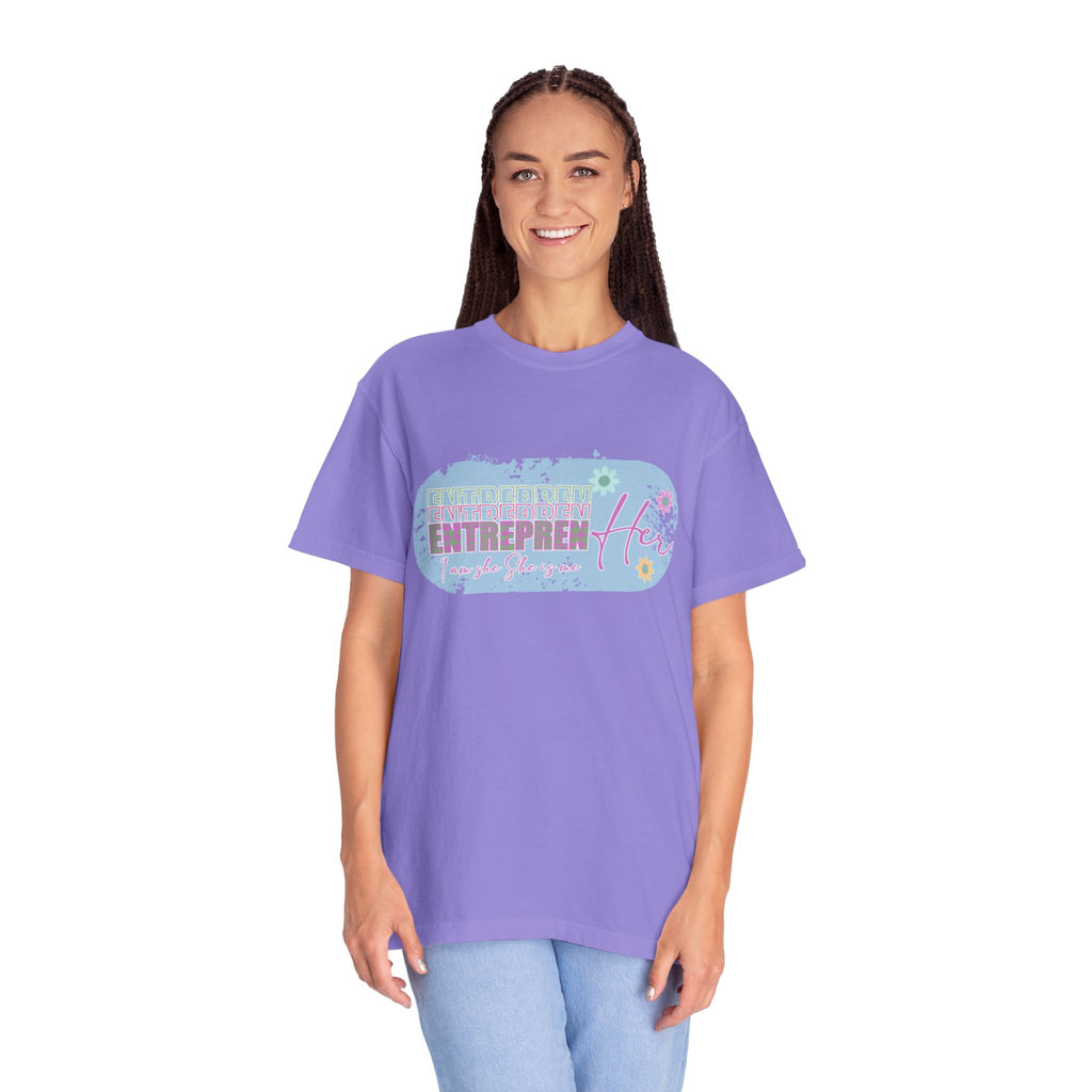 Entrepreneur Mom Floral Textured Tee — 'EntreprenHer' Graphic T-Shirt