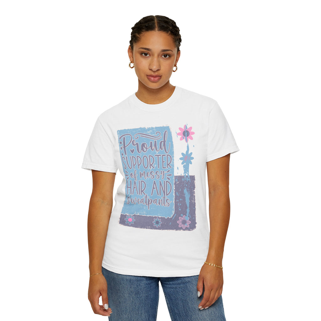 Supporter of Messy Hair & Sweatpants Textured T-Shirt