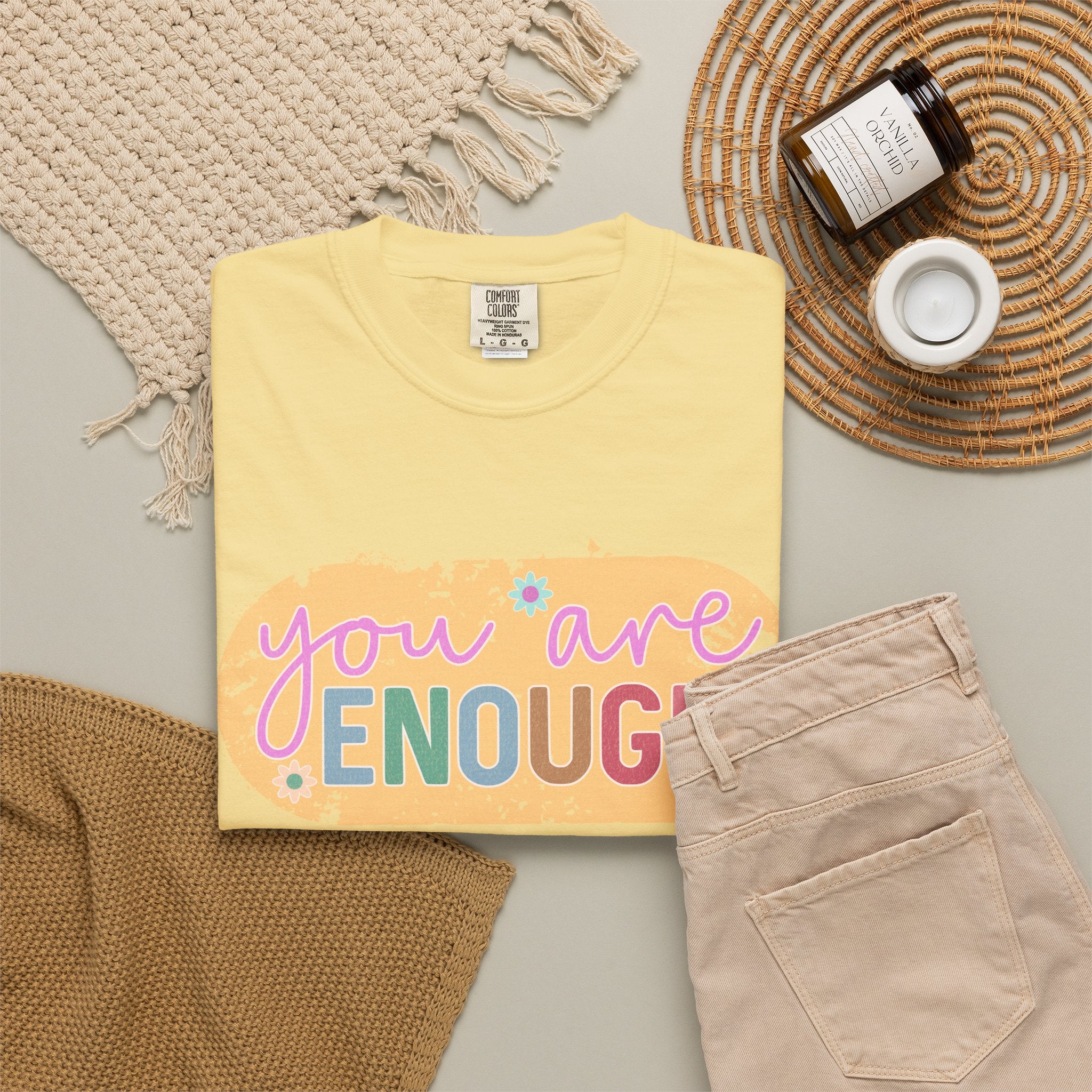 You Are Enough Textured T-Shirt — Positive Message Graphic Tee
