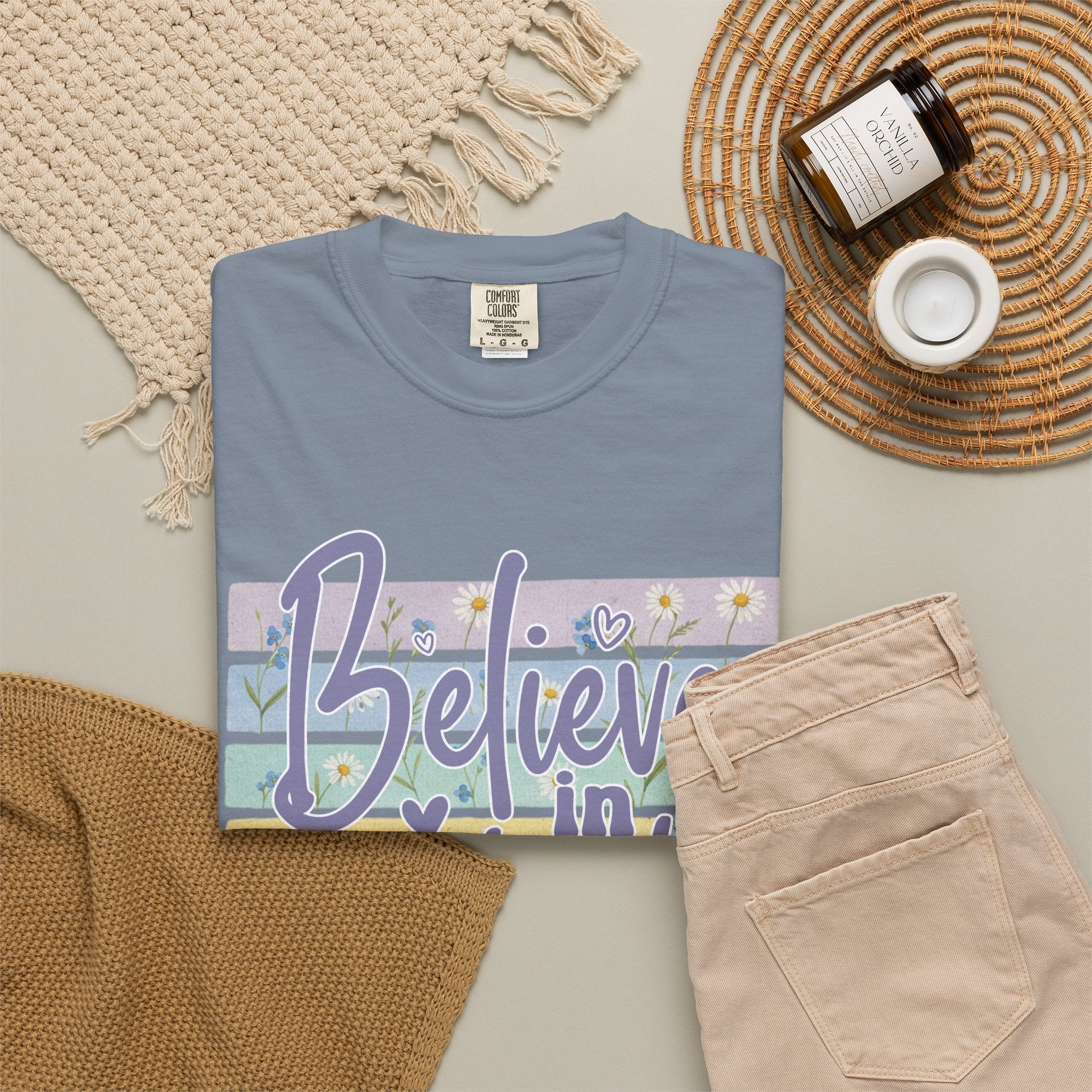 Textured Believe In Yourself T-Shirt — Inspirational Pastel Graphic Tee