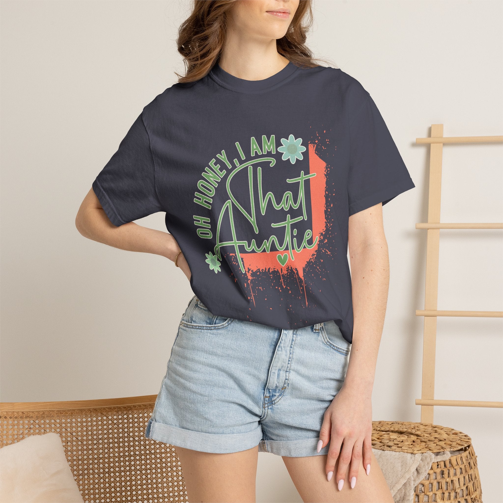 That Auntie Textured T-Shirt — "Oh Honey, I Am That Auntie" Graphic Tee