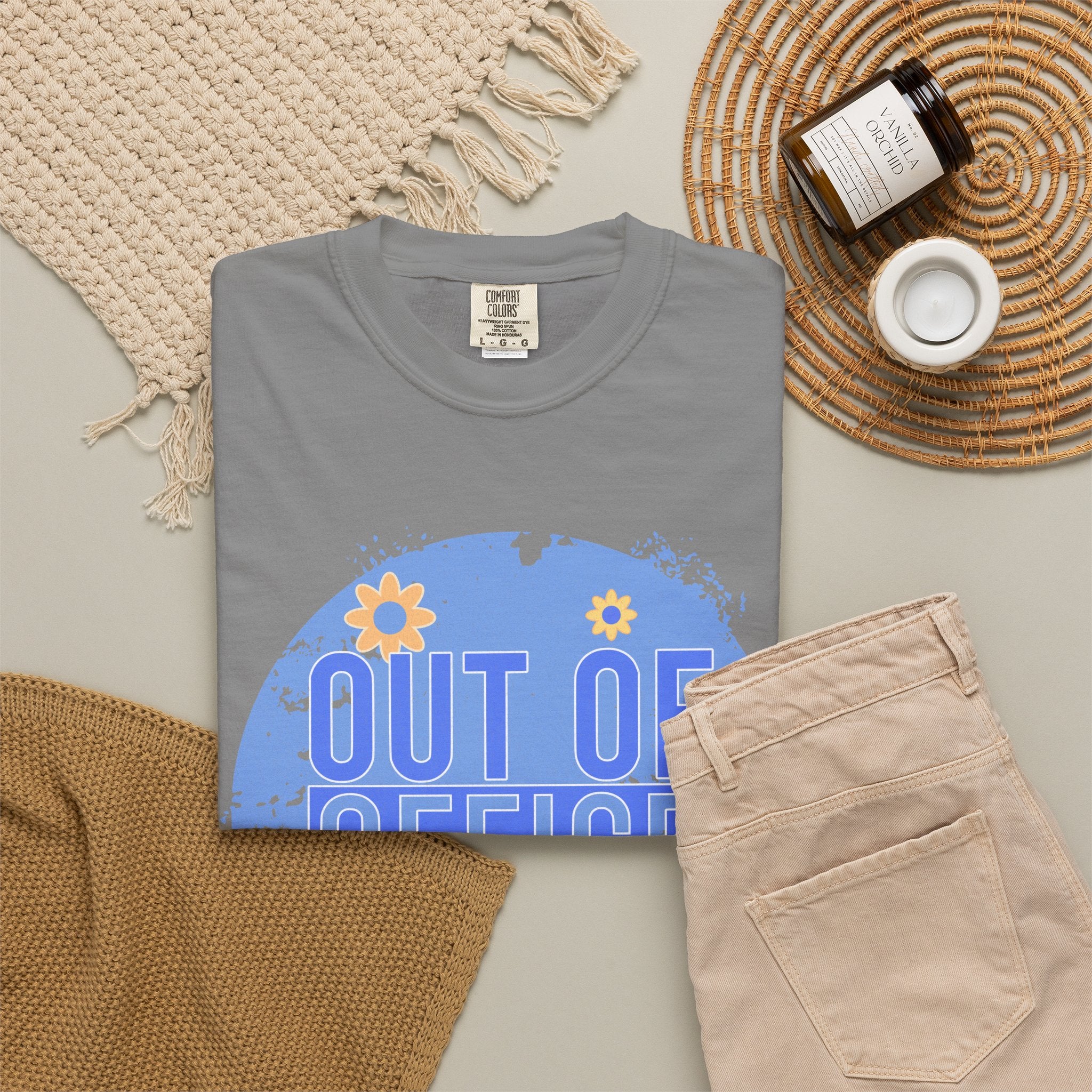 Out of Office Textured T-Shirt — Retro Floral Vacation Tee