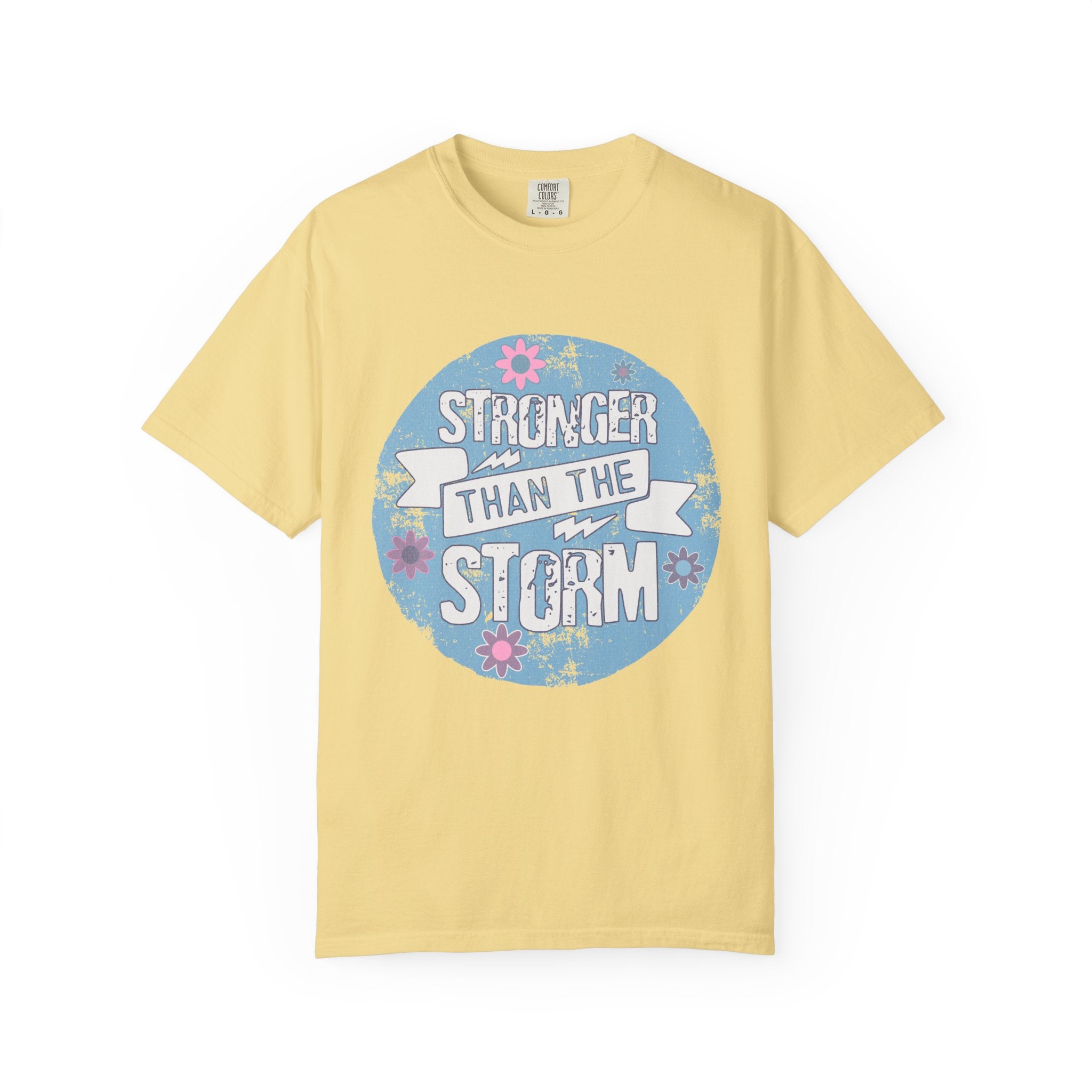 Textured  Stronger Than The Storm T-Shirt — Inspirational Resilience Graphic Tee