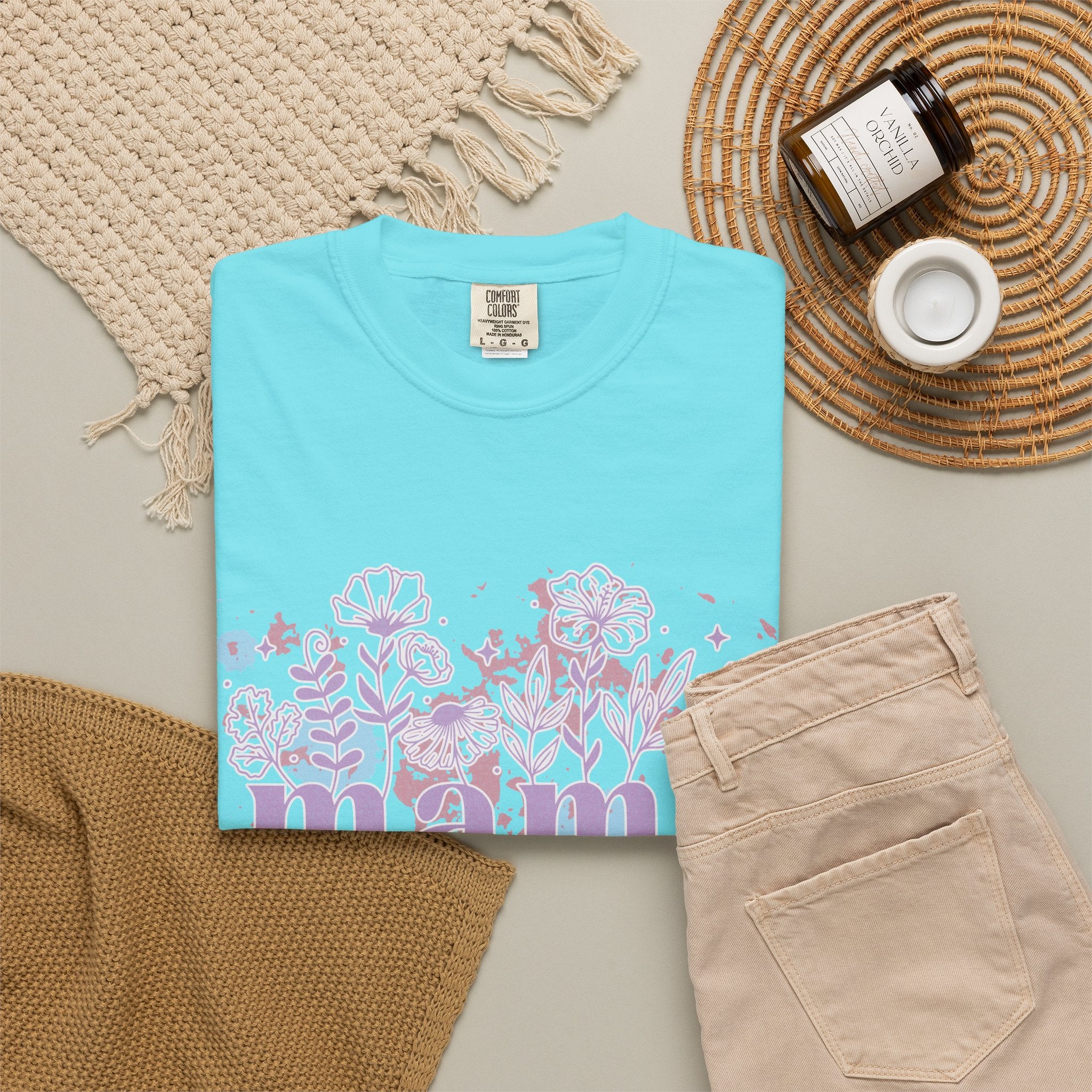 Mama Floral Splash Textured Tee — Pastel Garden Mother's Day T-Shirt