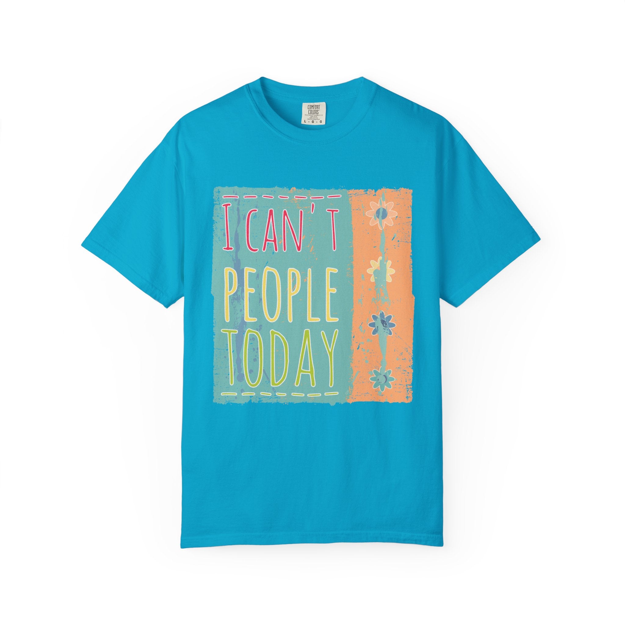 Textured I Can't People Today T-Shirt — Funny Introvert Graphic Tee
