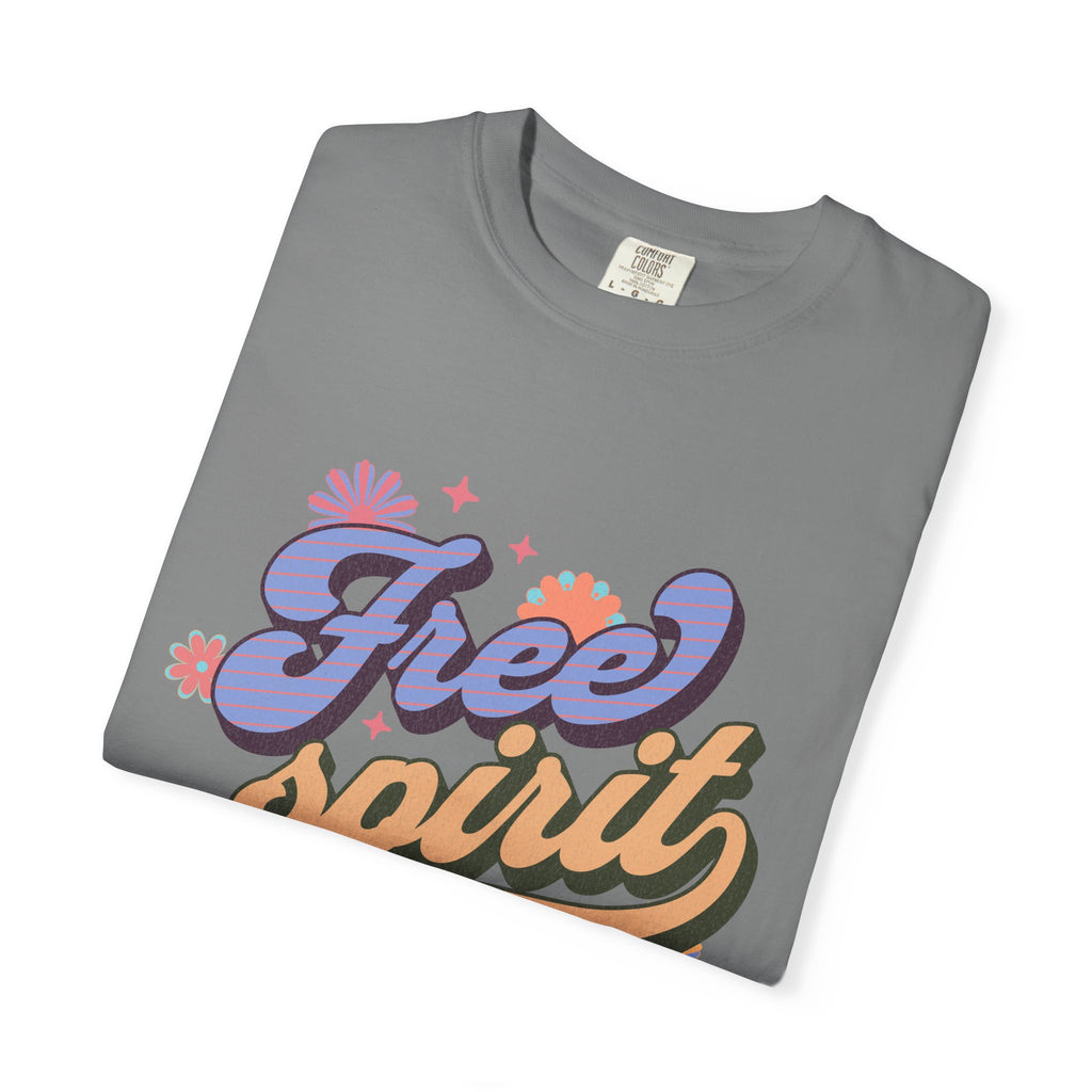 Textured Free Spirit T-Shirt — Retro Hand-Lettered Graphic Tee