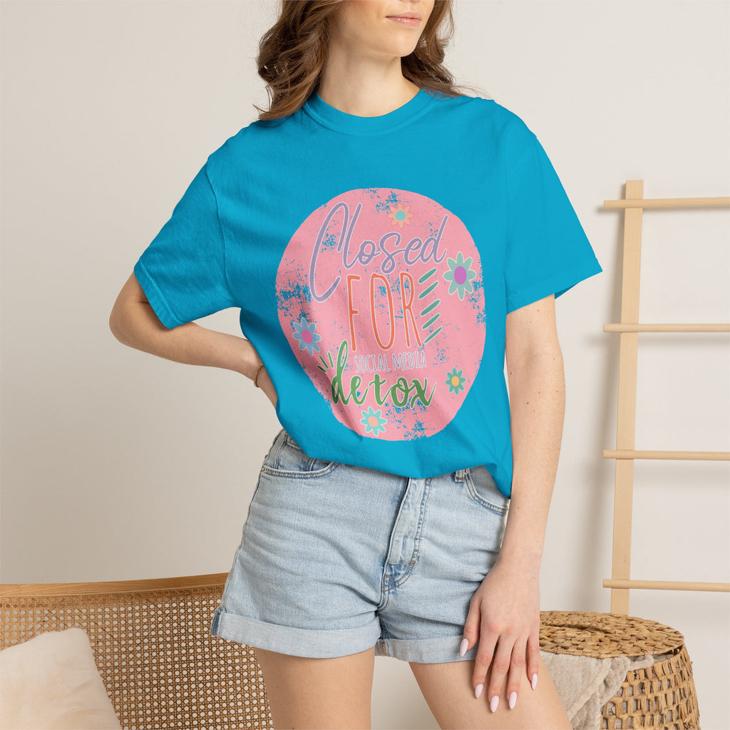 Closed For Detox Textured T‑Shirt — Cute Floral Wellness Tee