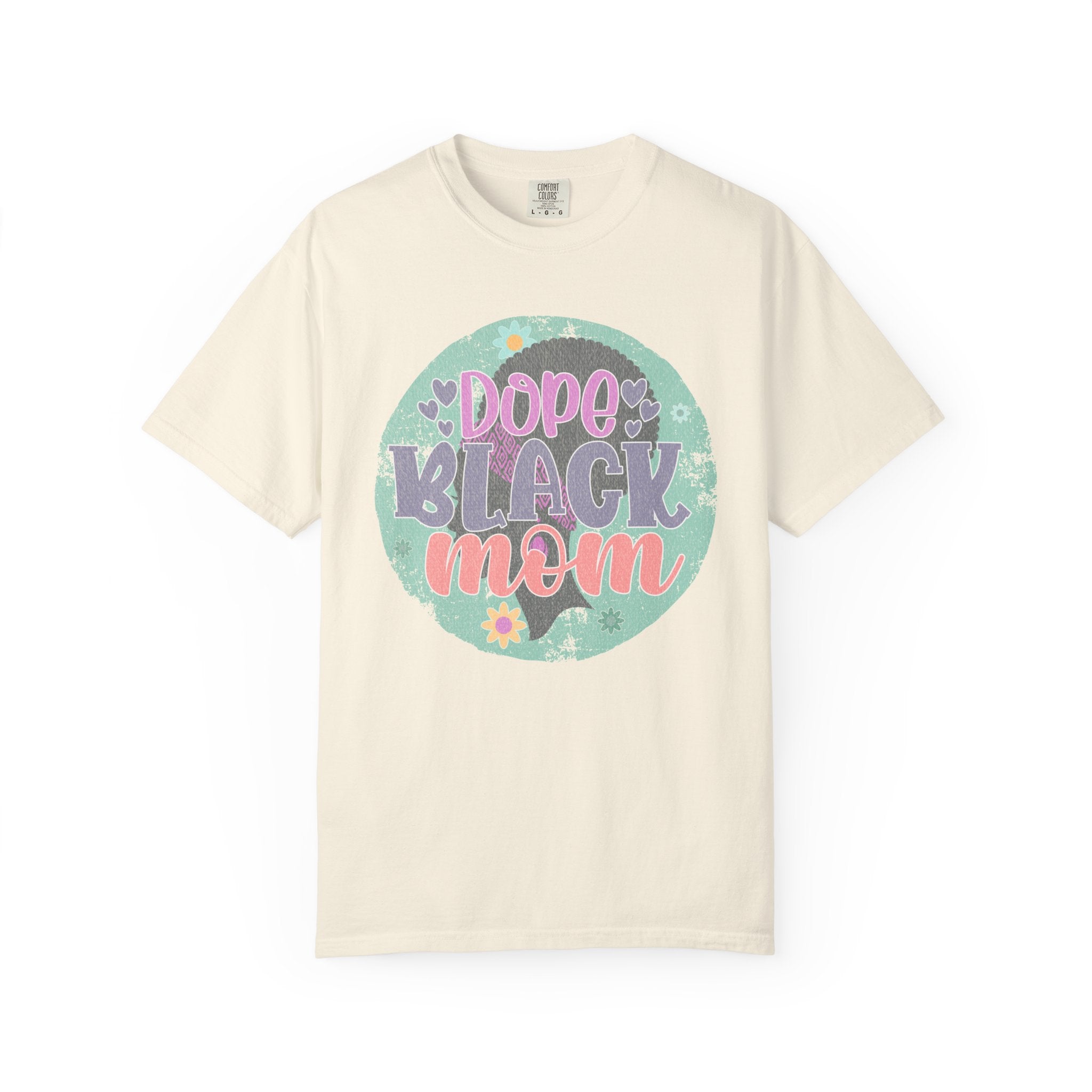 Dope Black Mom Textured T-Shirt — Retro Floral Pride Tee for Black Mothers
