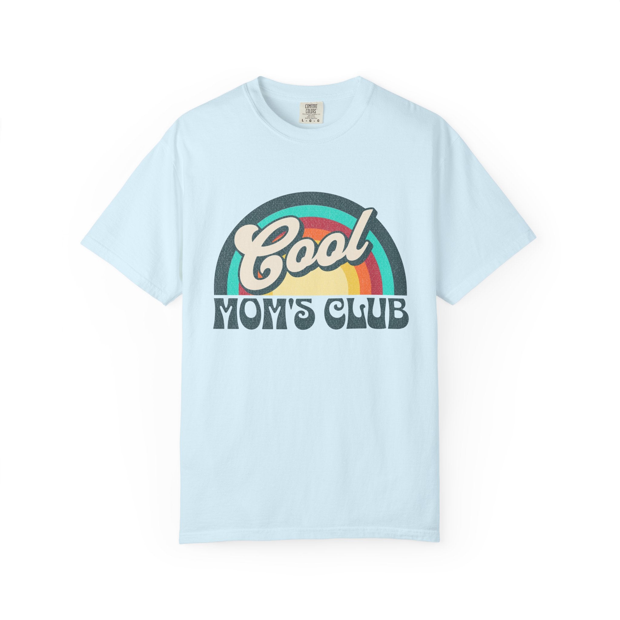 Cool Moms Club Textured T-shirt | Retro Cool Moms Club Rainbow