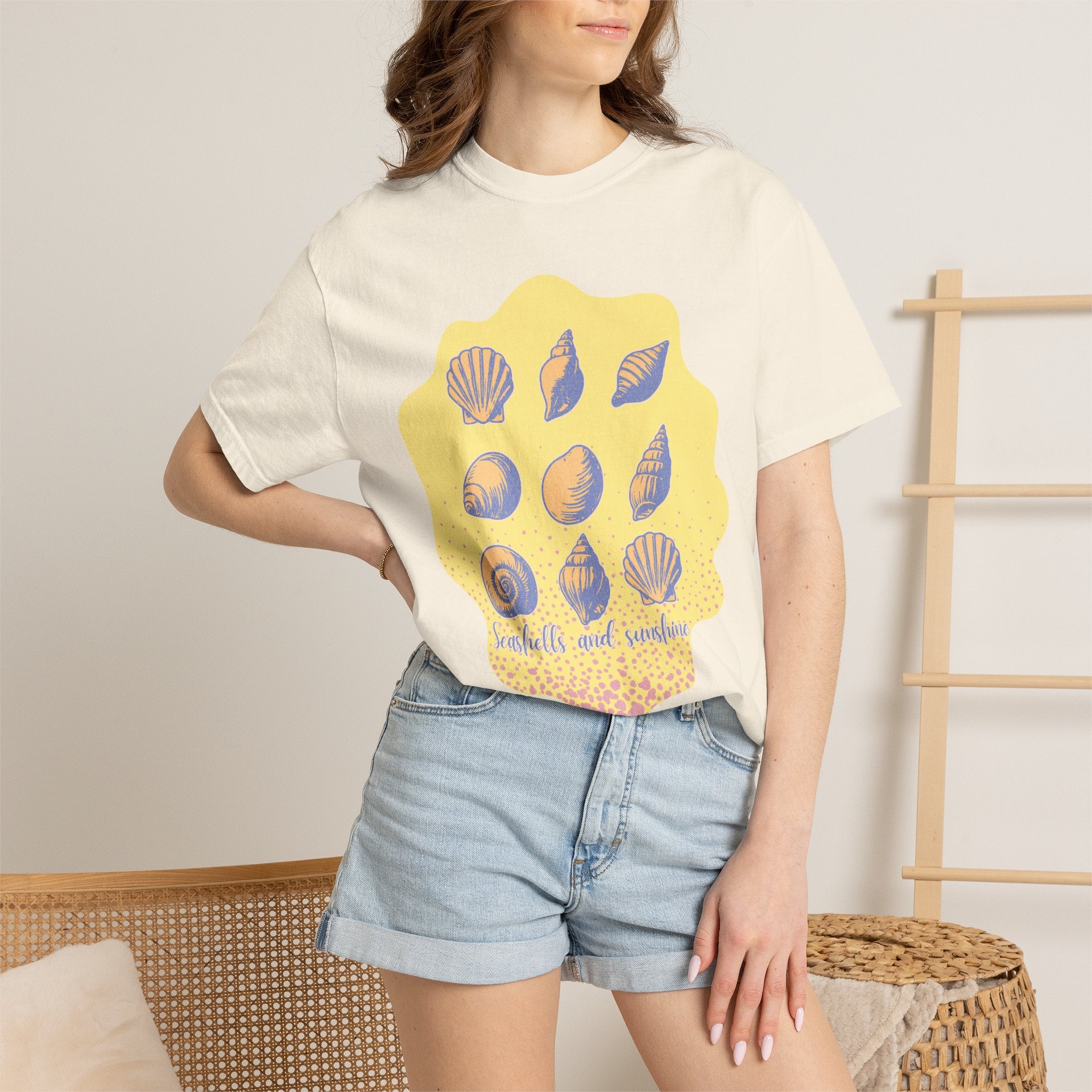 Vintage Seashells And Sunshine Textured T-Shirt