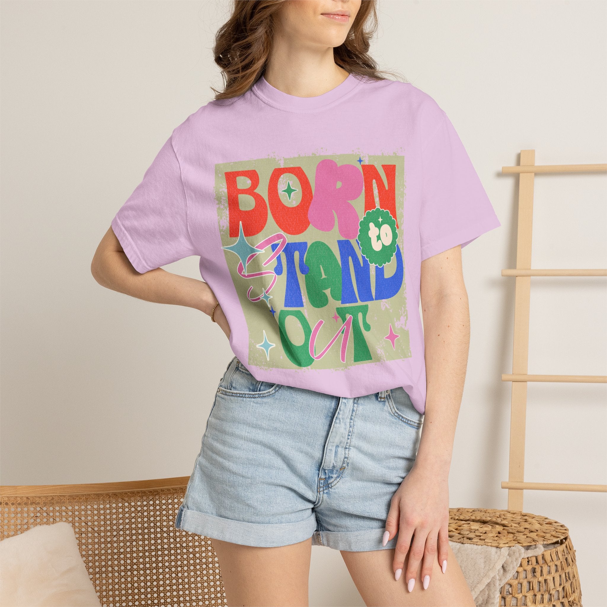 Born to Stand Out Graphic Textured T-Shirt