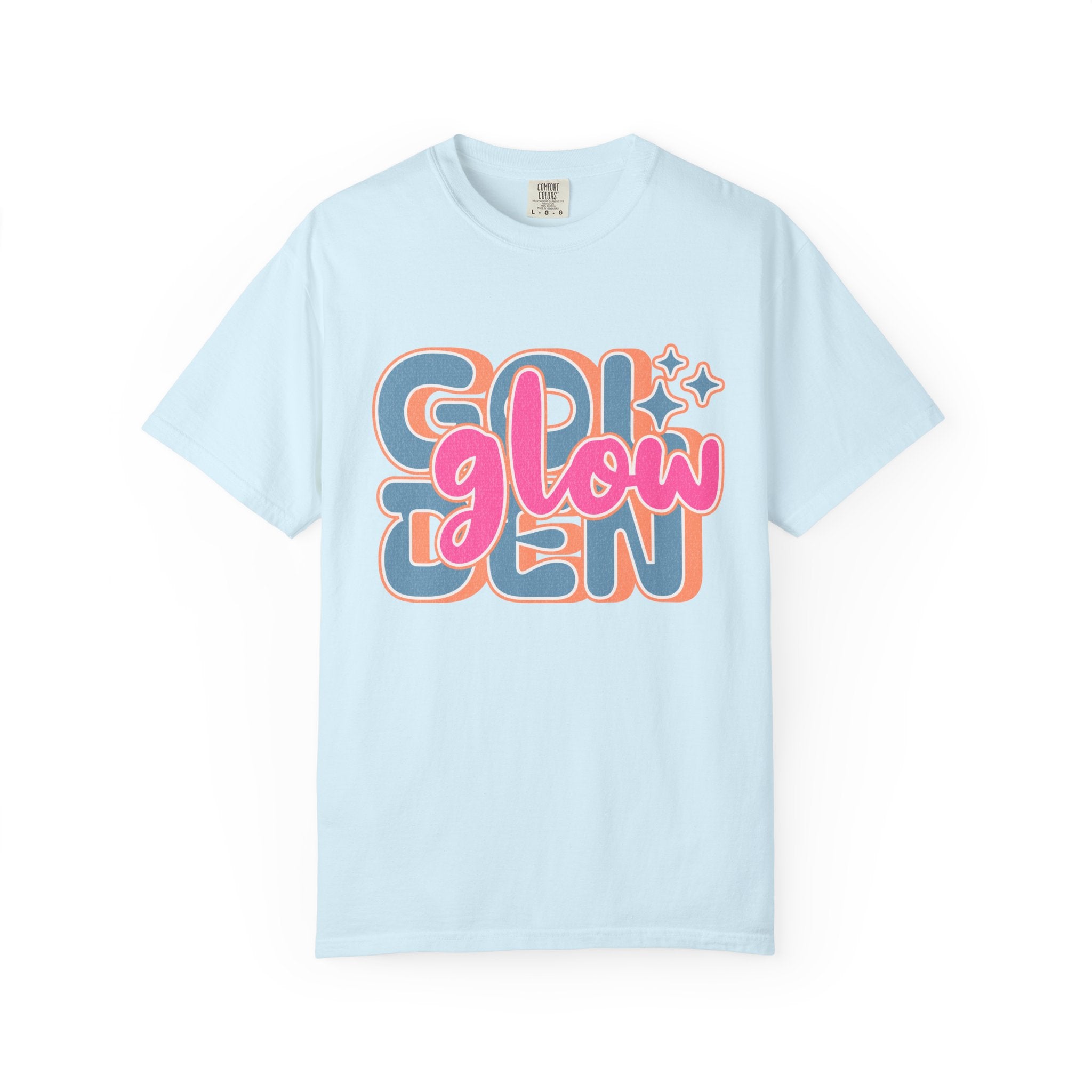 Golden Glow Retro Graphic Textured T-Shirt