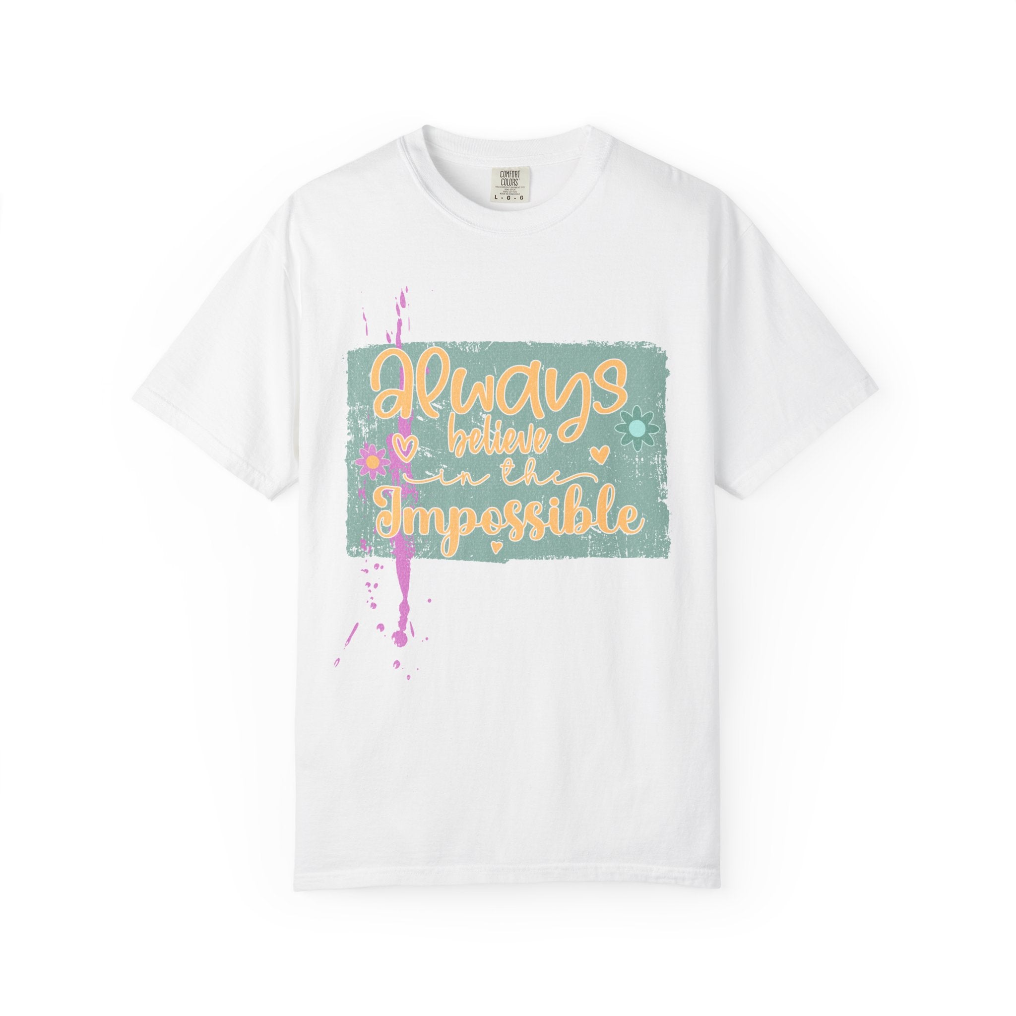 Textured Retro Believe In Impossible Unisex Garment-Dyed T-shirt