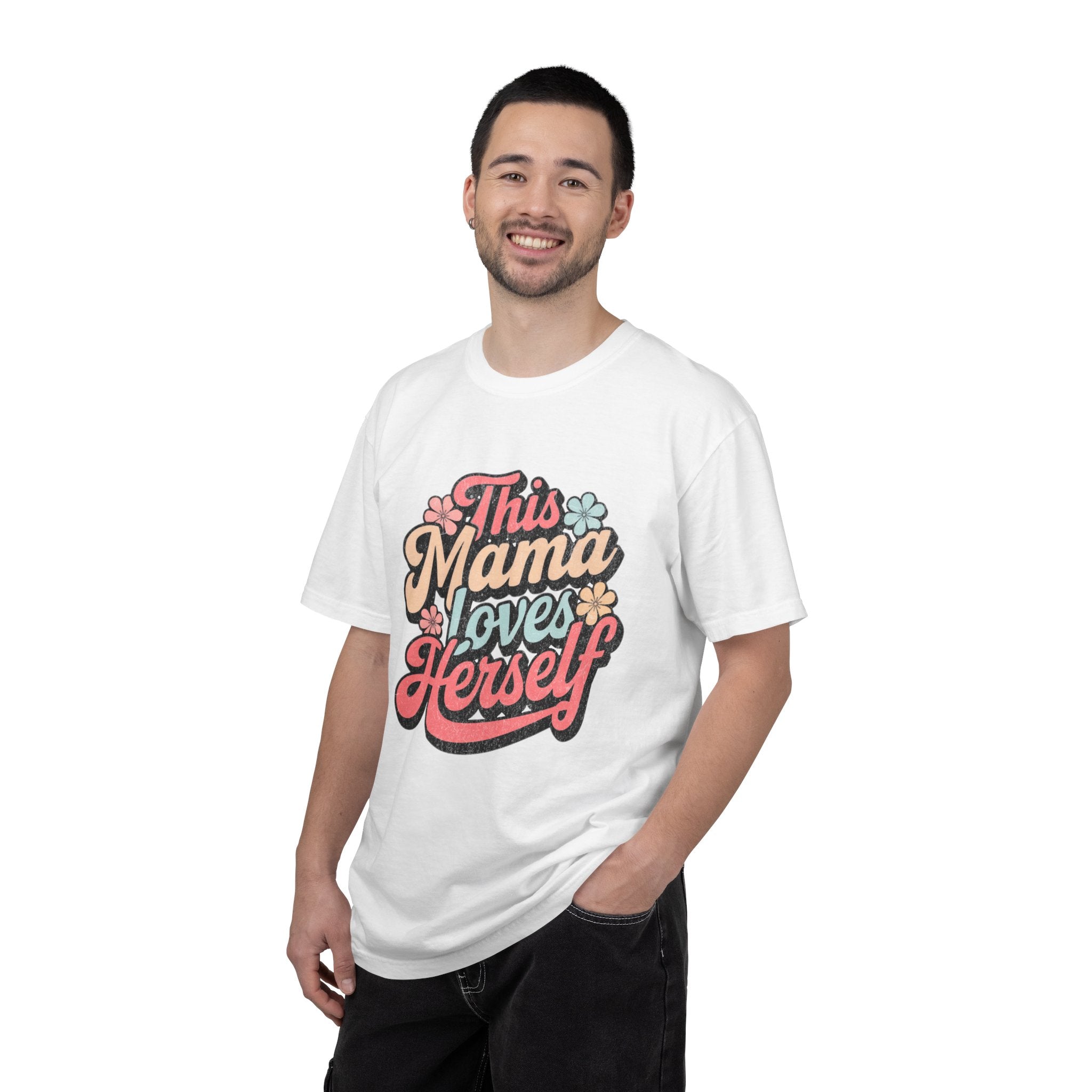This Mama Loves Herself T-Shirt |Textured Retro Floral Typography