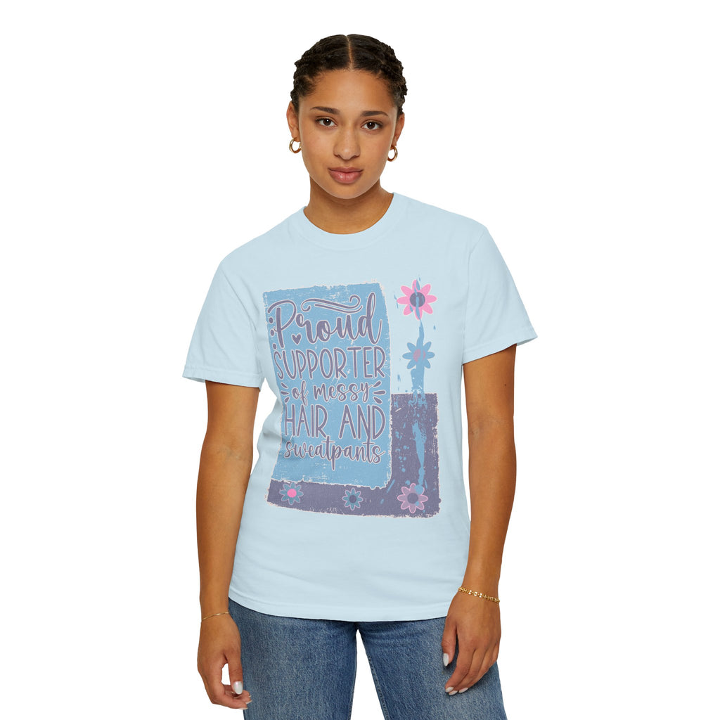 Supporter of Messy Hair & Sweatpants Textured T-Shirt