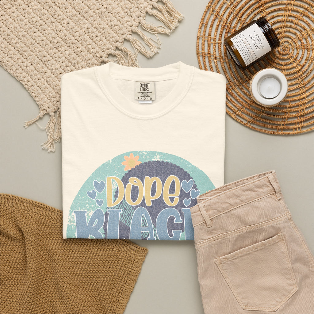 Dope Black Mom Textured T-Shirt — Retro Floral Graphic Tee for Proud Moms