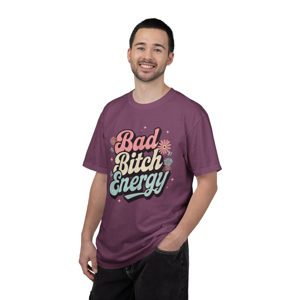 Bad Bitch Energy T-shirt |Textured Retro Script Floral Graphic