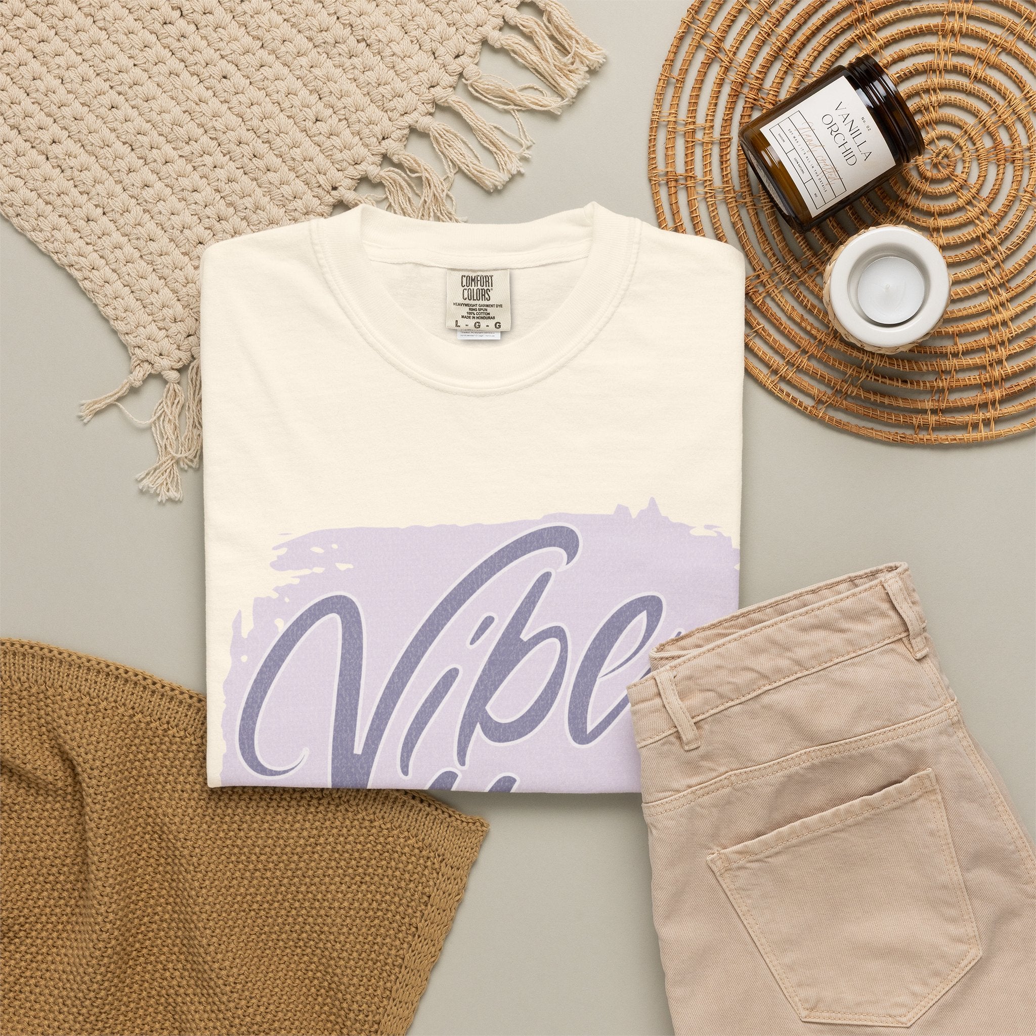 Vibe High Textured T-Shirt — Retro Brush Script Graphic Tee