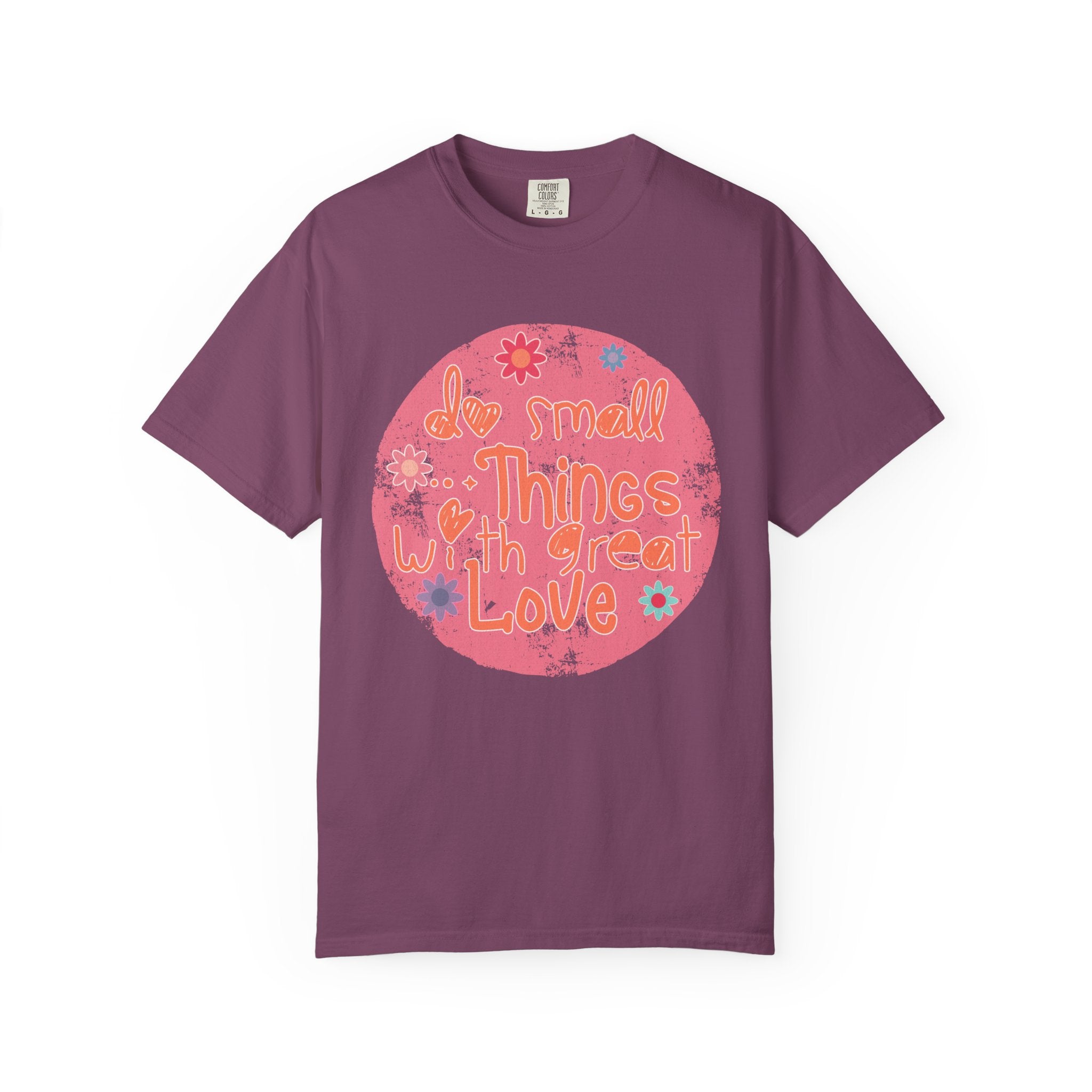 Textured T-Shirt — "Do Small Things With Great Love" Floral Circle Graphic