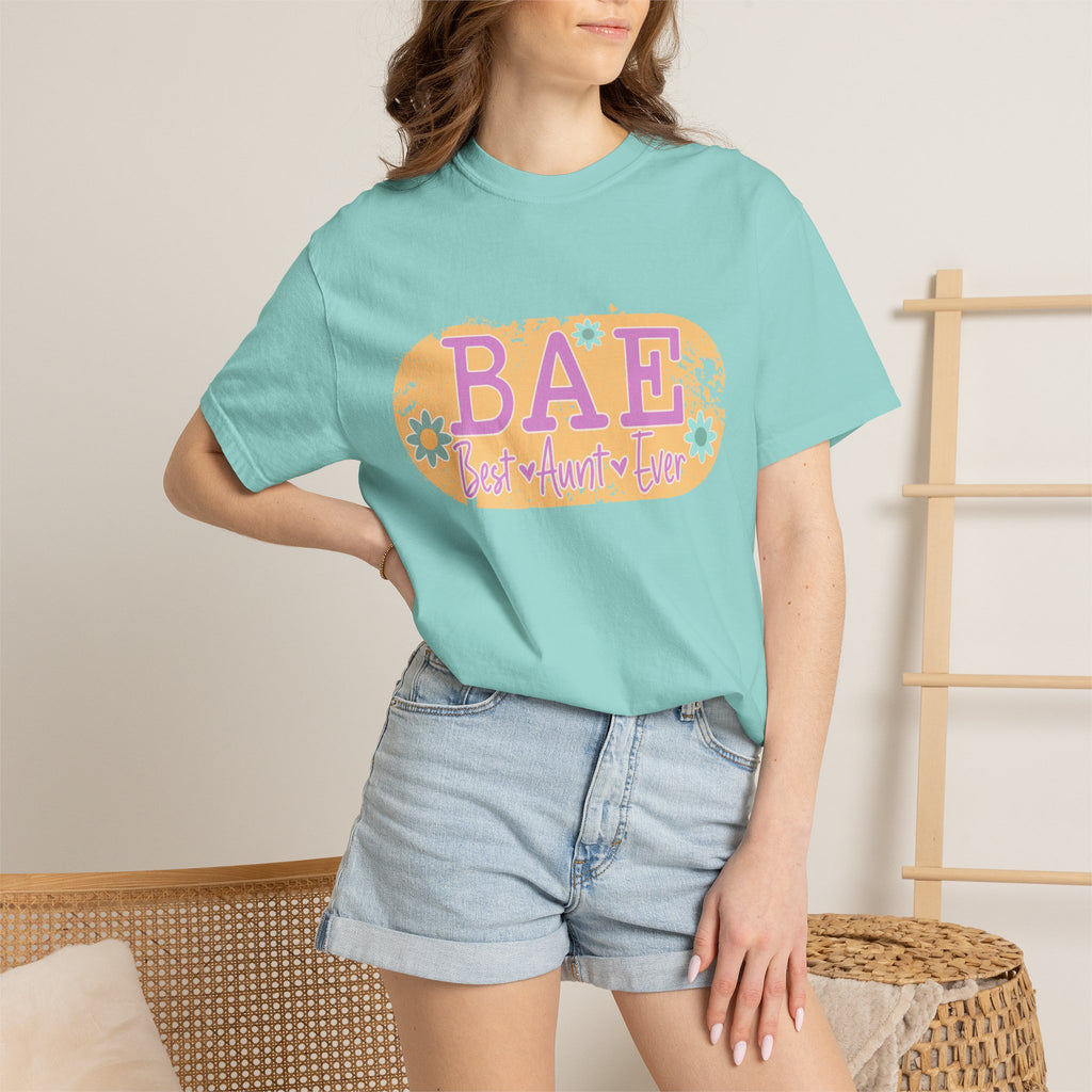 BAE Best Aunt Ever Textured T-Shirt — Floral Retro Graphic Tee for Cool Aunts