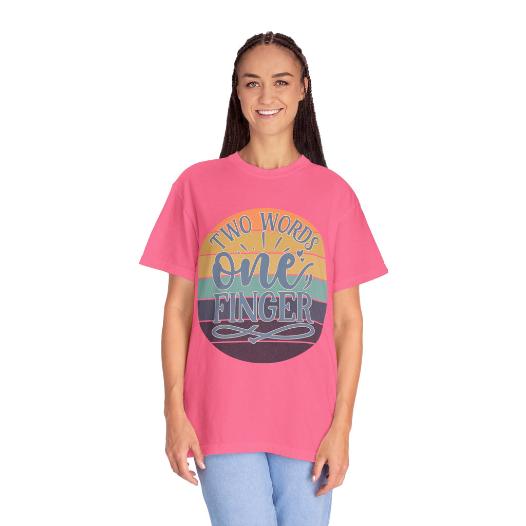 Retro 'Two Words One Finger' Graphic T-Shirt