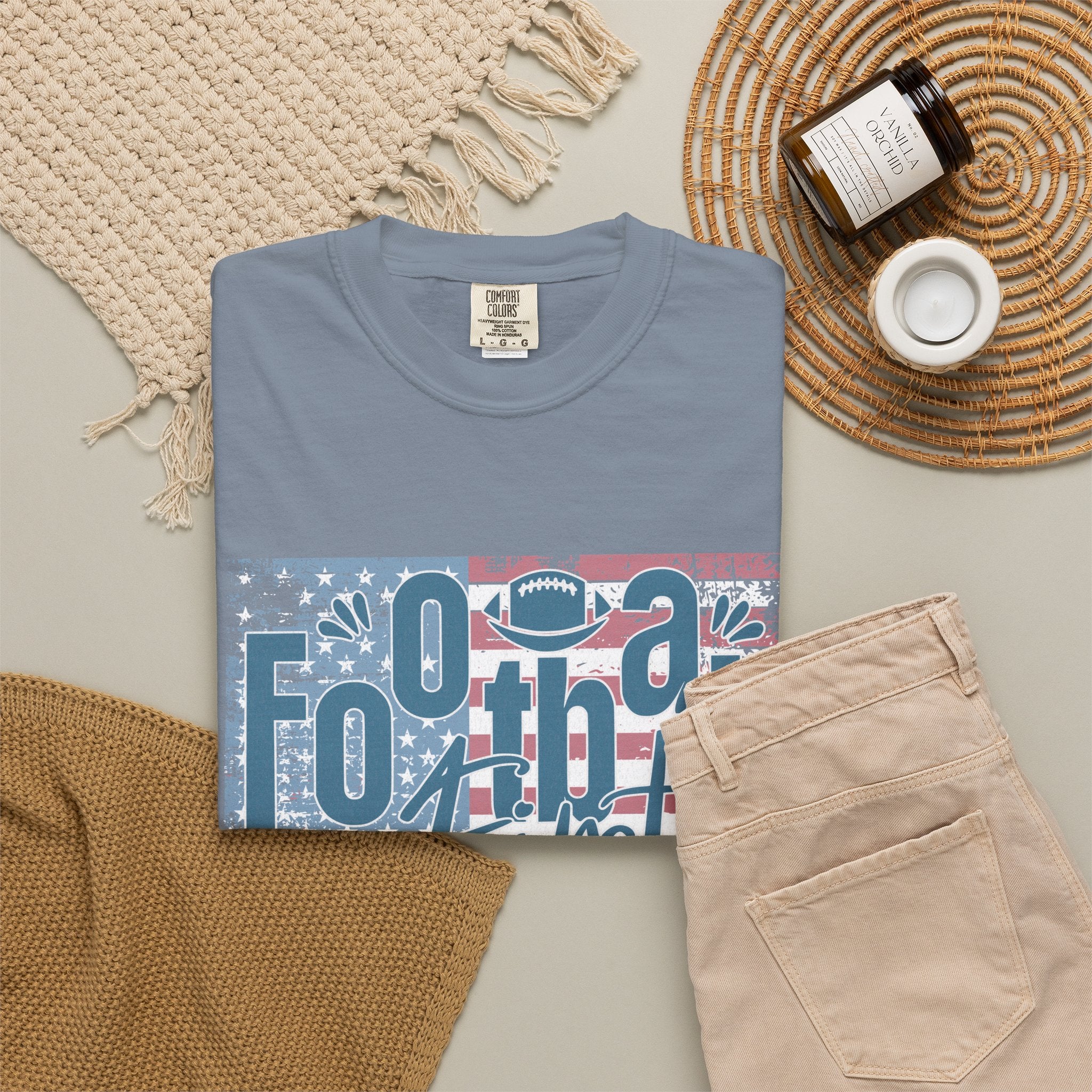 Textured Retro Americana Football First Tee