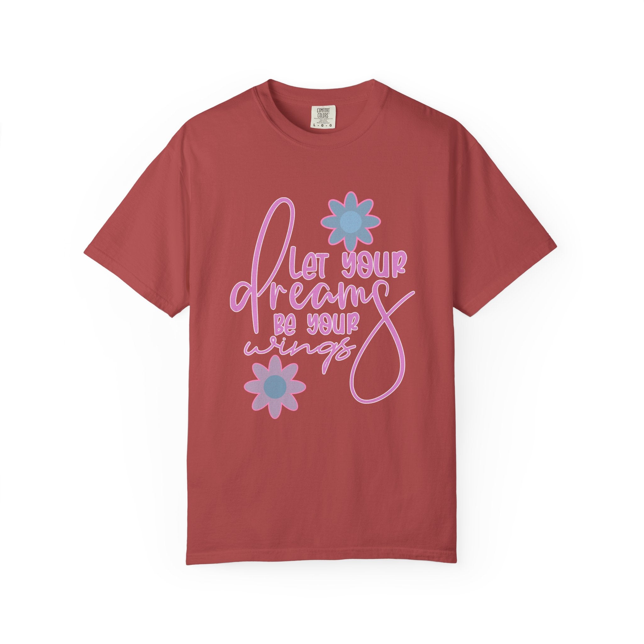 Textured Inspirational Floral Tee — "Let Your Dreams Be Your Wings"