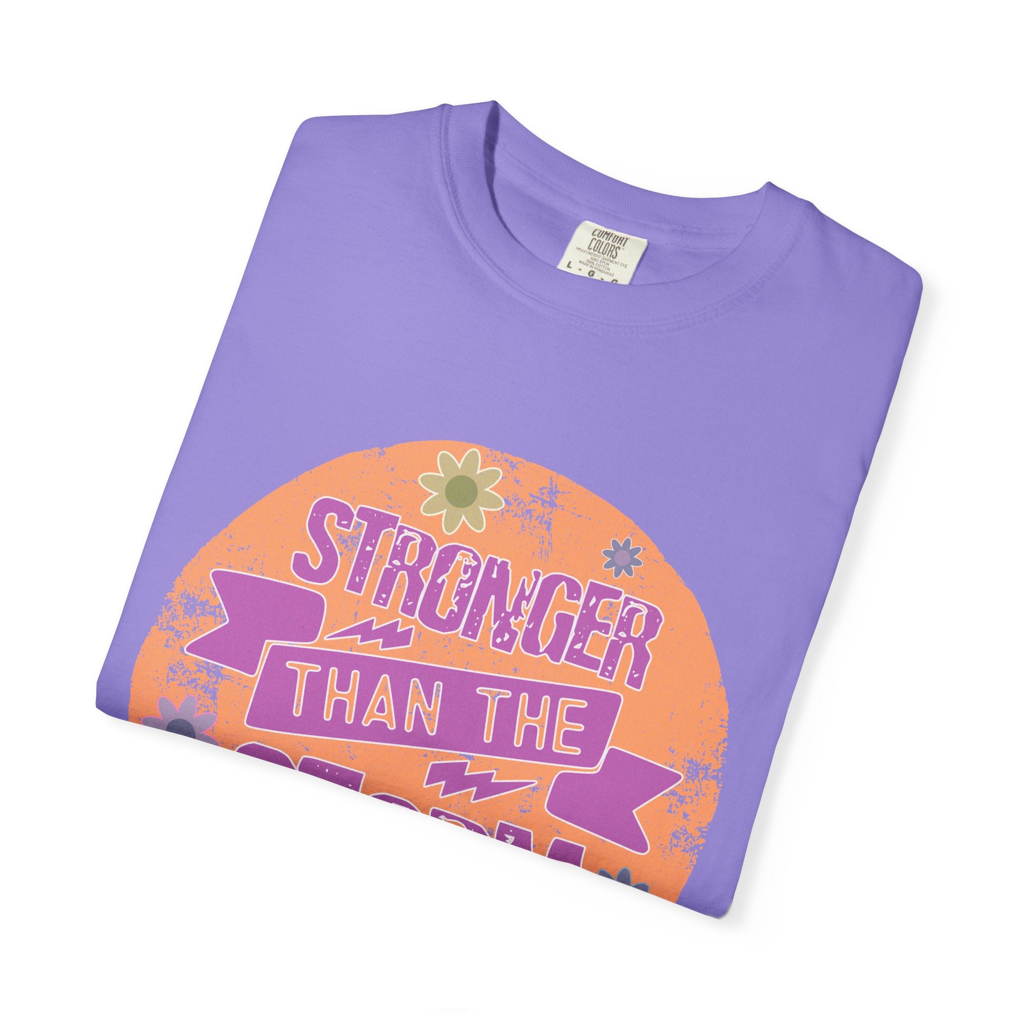 Textured Stronger Than the Storm T-Shirt — Inspirational Floral Graphic Tee
