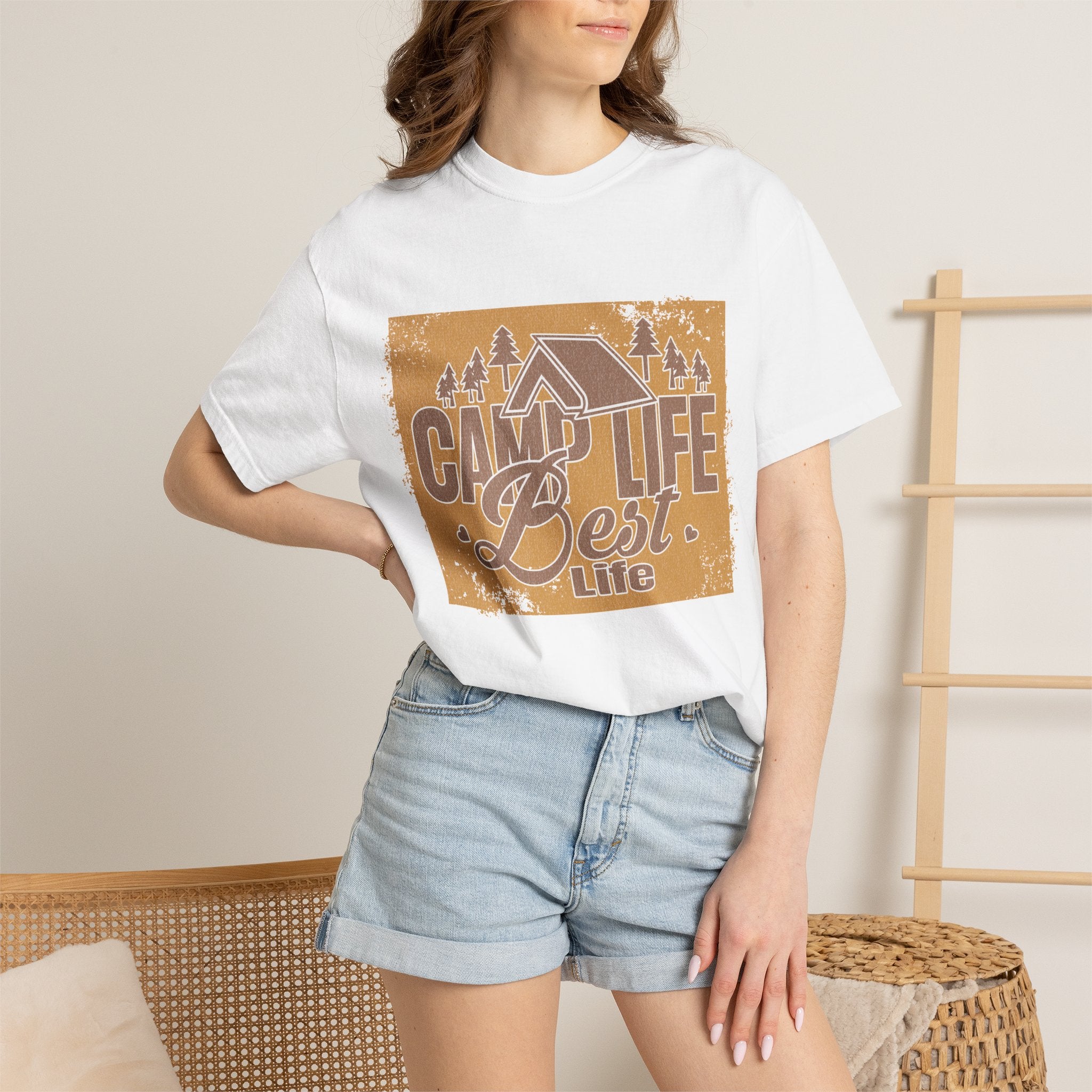 Textured Camp Life Is Best T-Shirt — Vintage Camping Graphic Tee