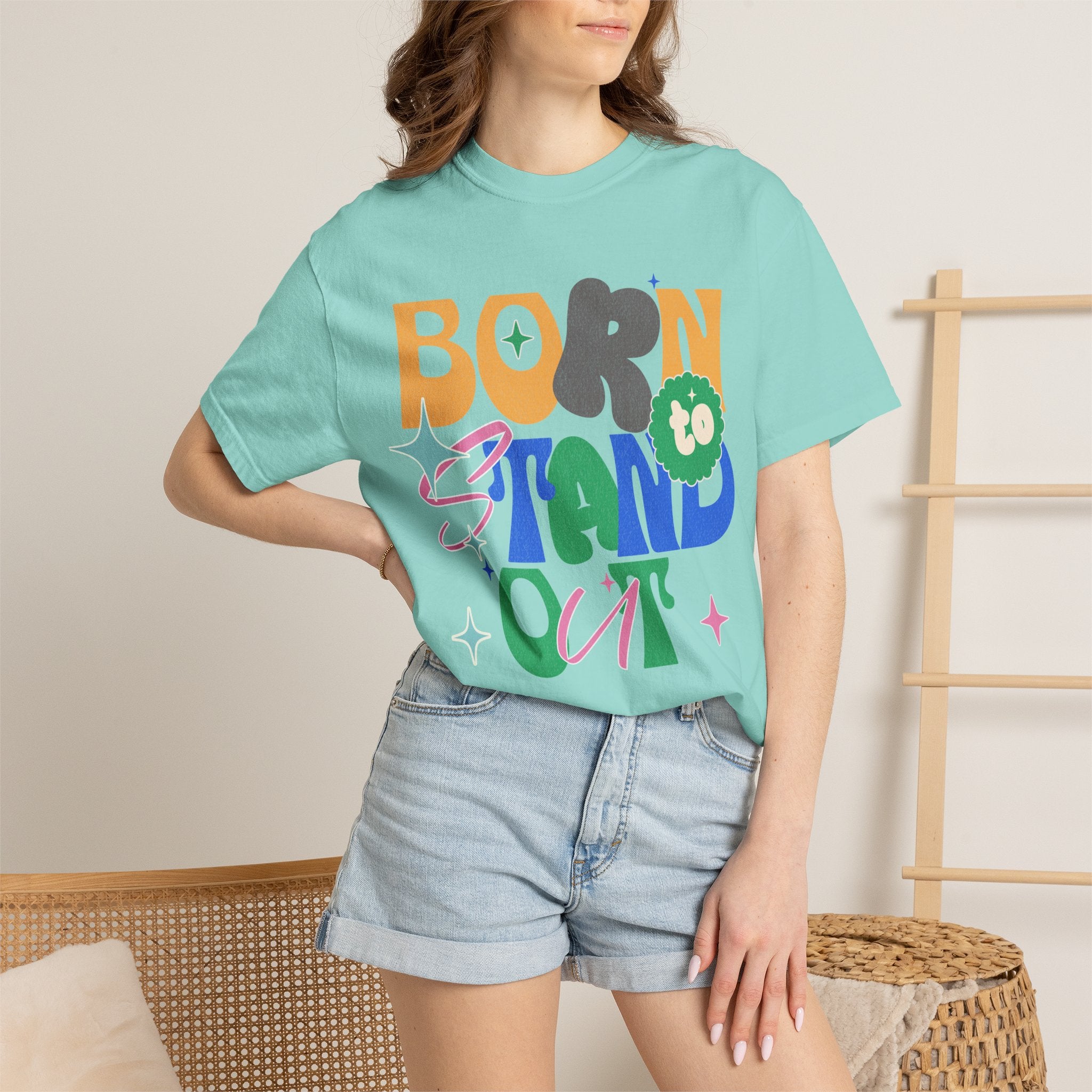 Born to Stand Out Graphic Textured T-Shirt