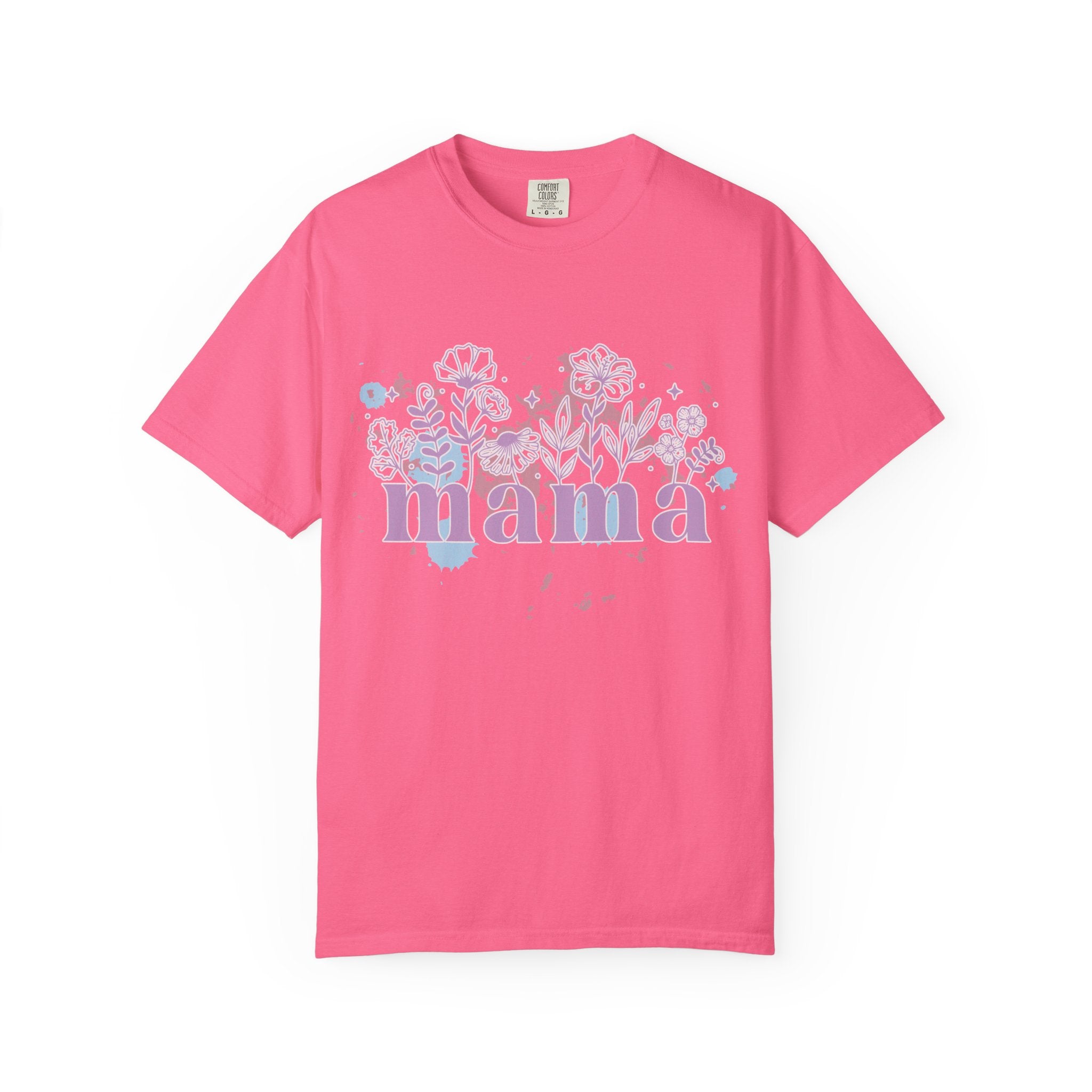 Mama Floral Splash Textured Tee — Pastel Garden Mother's Day T-Shirt