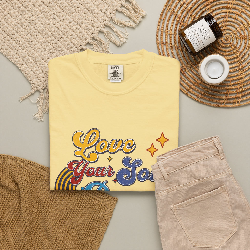 Textured Love Your Soul Deeply T-Shirt — Retro Positive Message Tee