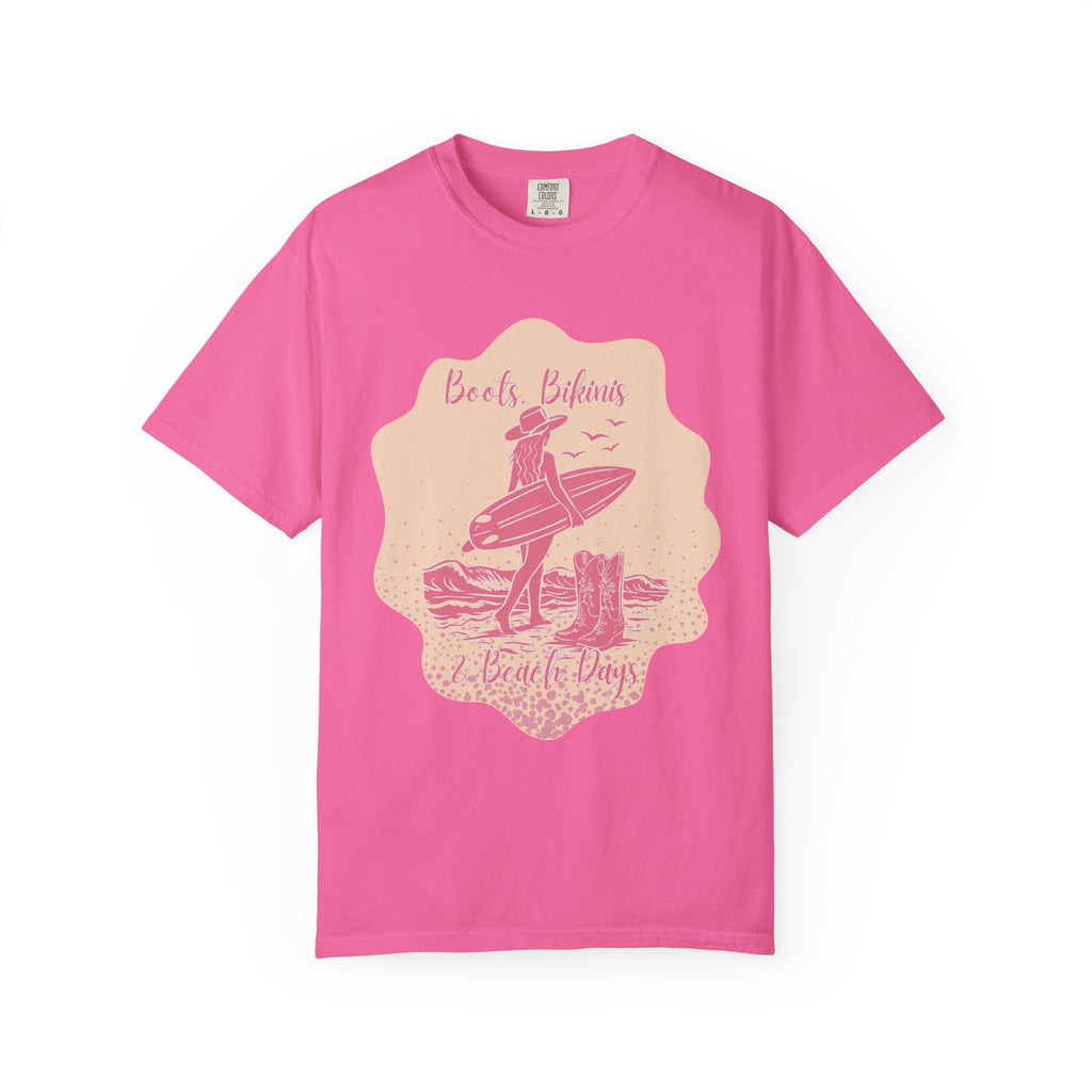 Textured Surf Beach Vintage T-Shirt — 'Beach Bums & Good Vibes' Retro Surf Graphic