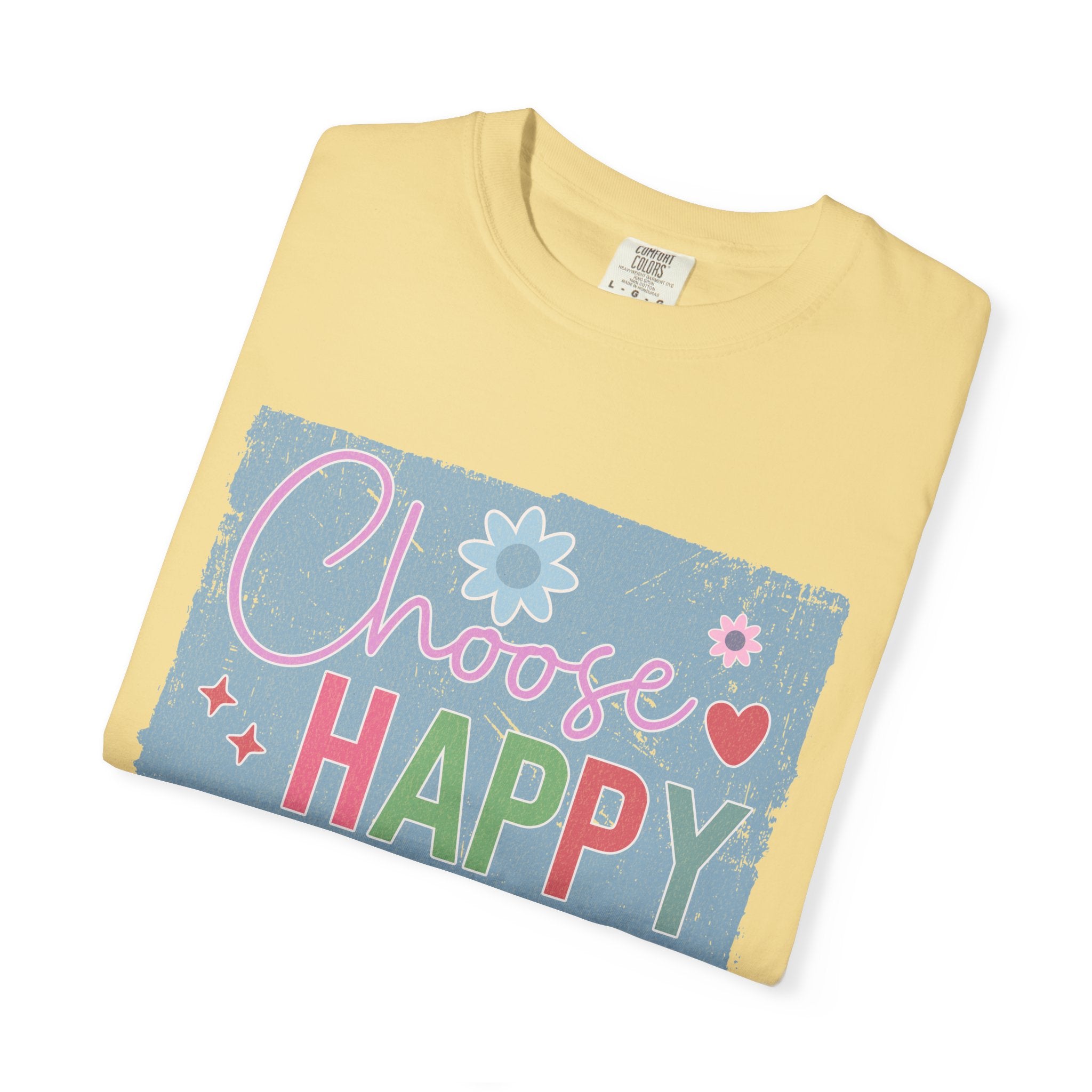 Choose HappyTextured T-Shirt — Positive Floral Graphic Tee