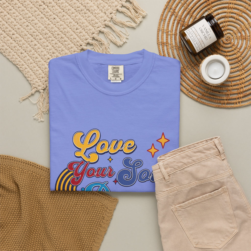 Textured Love Your Soul Deeply T-Shirt — Retro Positive Message Tee