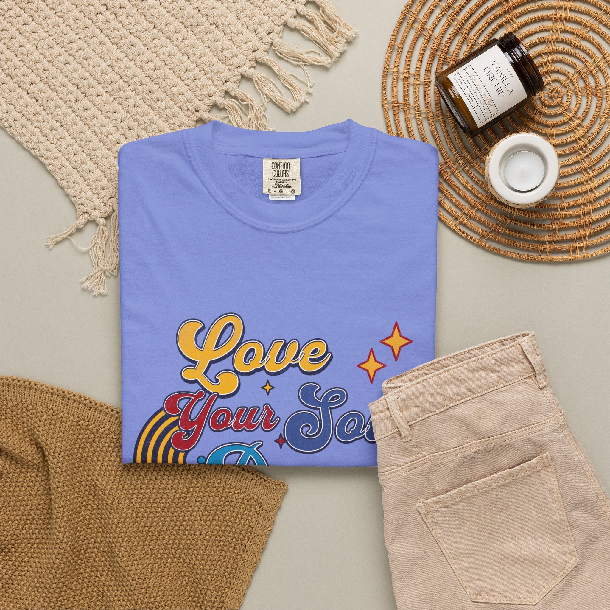 Textured Love Your Soul Deeply T-Shirt — Retro Positive Message Tee