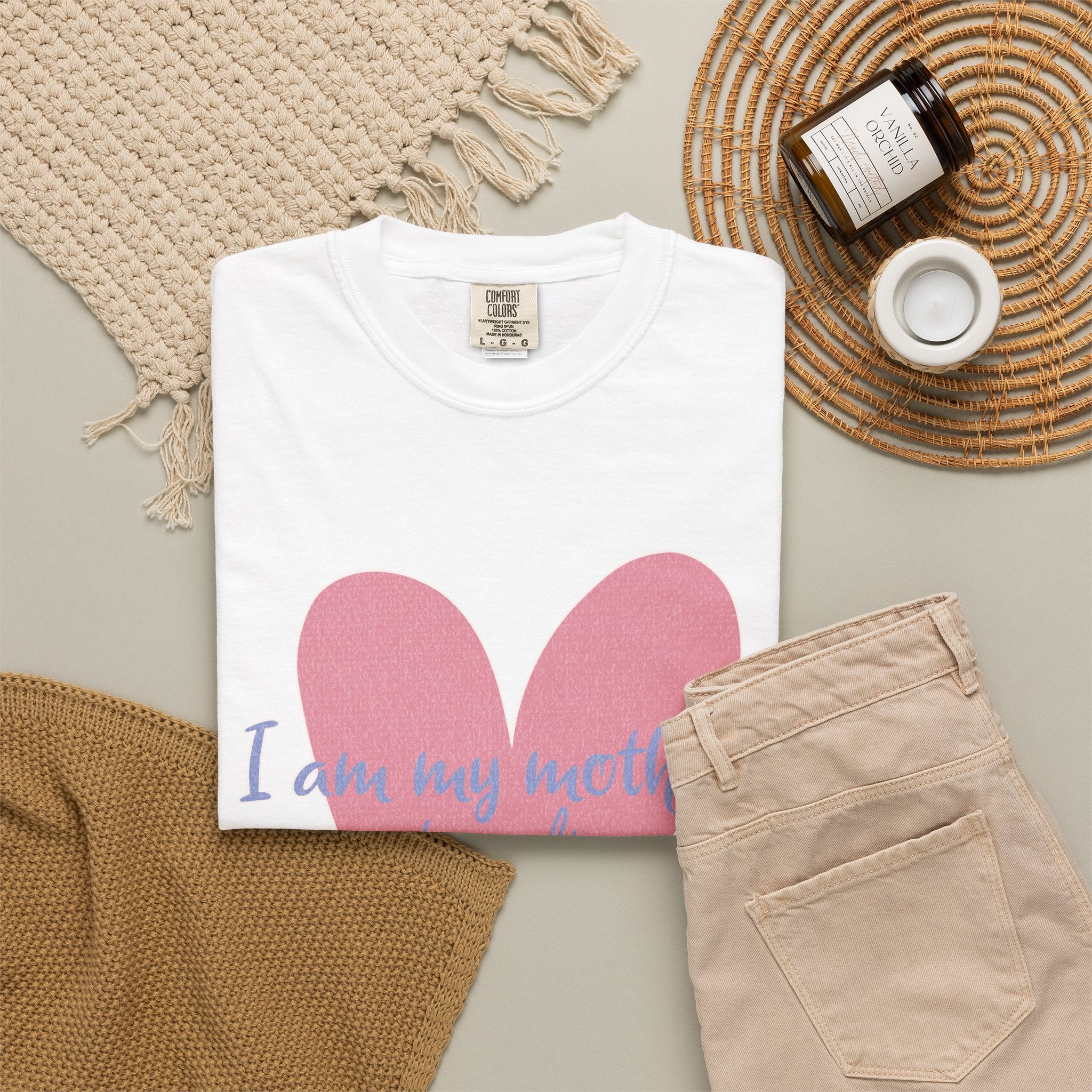 I Am My Mother's Daughter Textured T-Shirt — Pink Heart Mother's Day Tee