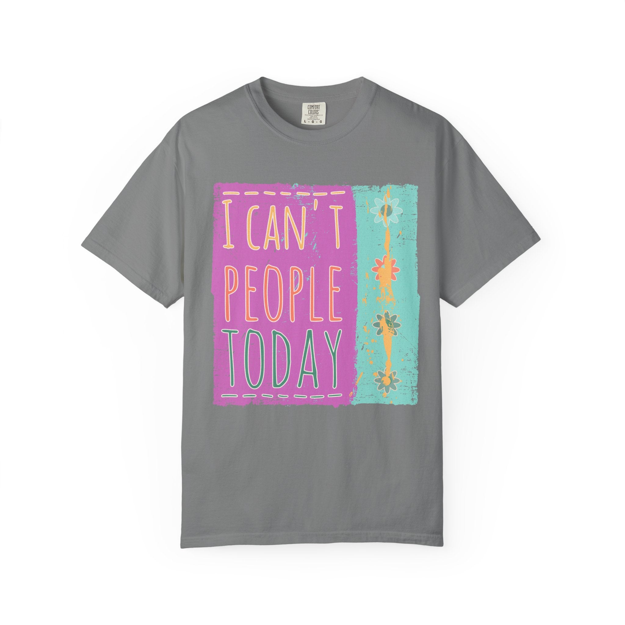 Textured I Can't People Today T-Shirt — Funny Introvert Graphic Tee