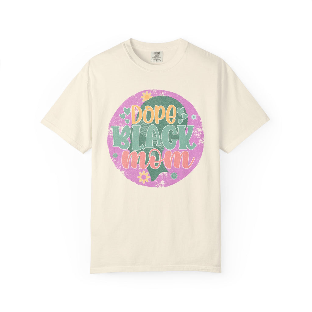 Dope Black Mom Textured T-Shirt — Retro Floral Pride Tee for Black Moms