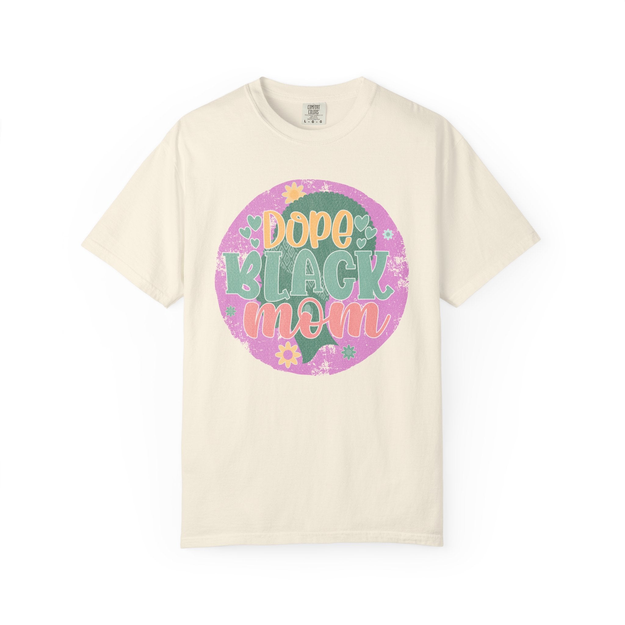 Dope Black Mom Textured T-Shirt — Retro Floral Pride Tee for Black Moms