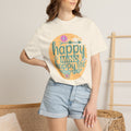 Happy Mind Happy Life Textured T-Shirt — Positive Vibes Floral Graphic Tee