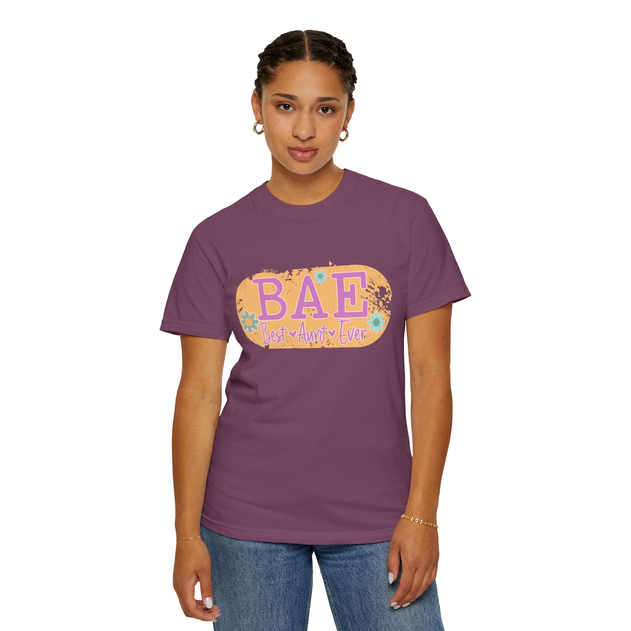 BAE Best Aunt Ever Textured T-Shirt — Floral Retro Graphic Tee for Cool Aunts
