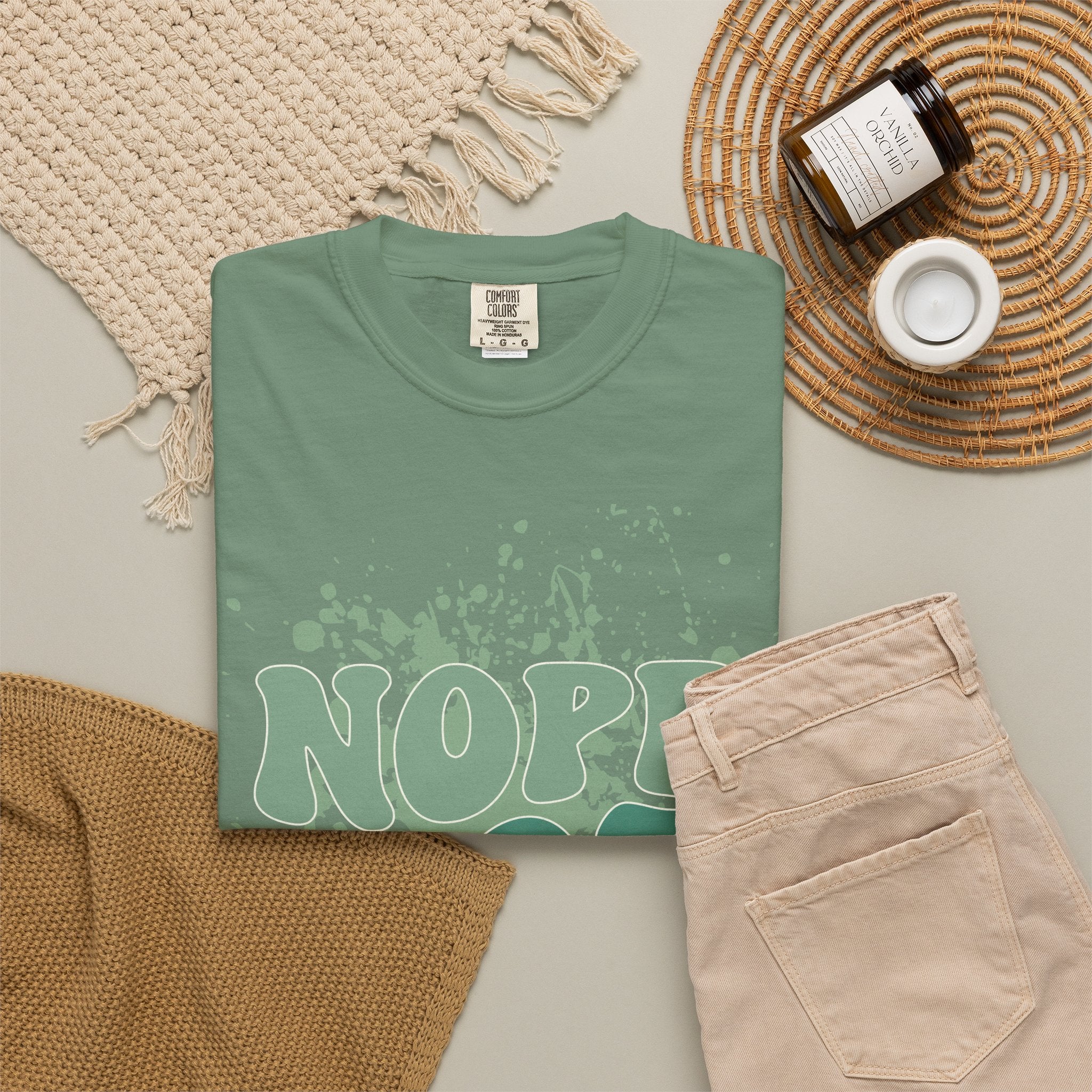 Nope Not Today Textured  T-Shirt — Funny Graphic Statement Tee