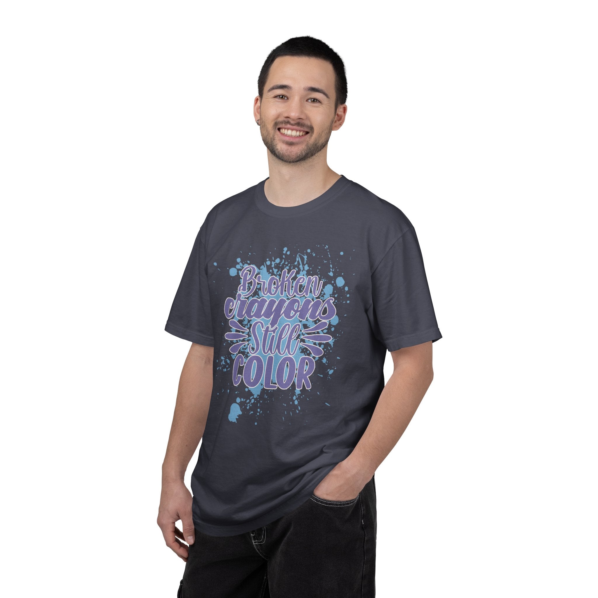 Broken Crayons Still Color  Textured T-Shirt — Inspirational Art Quote Tee