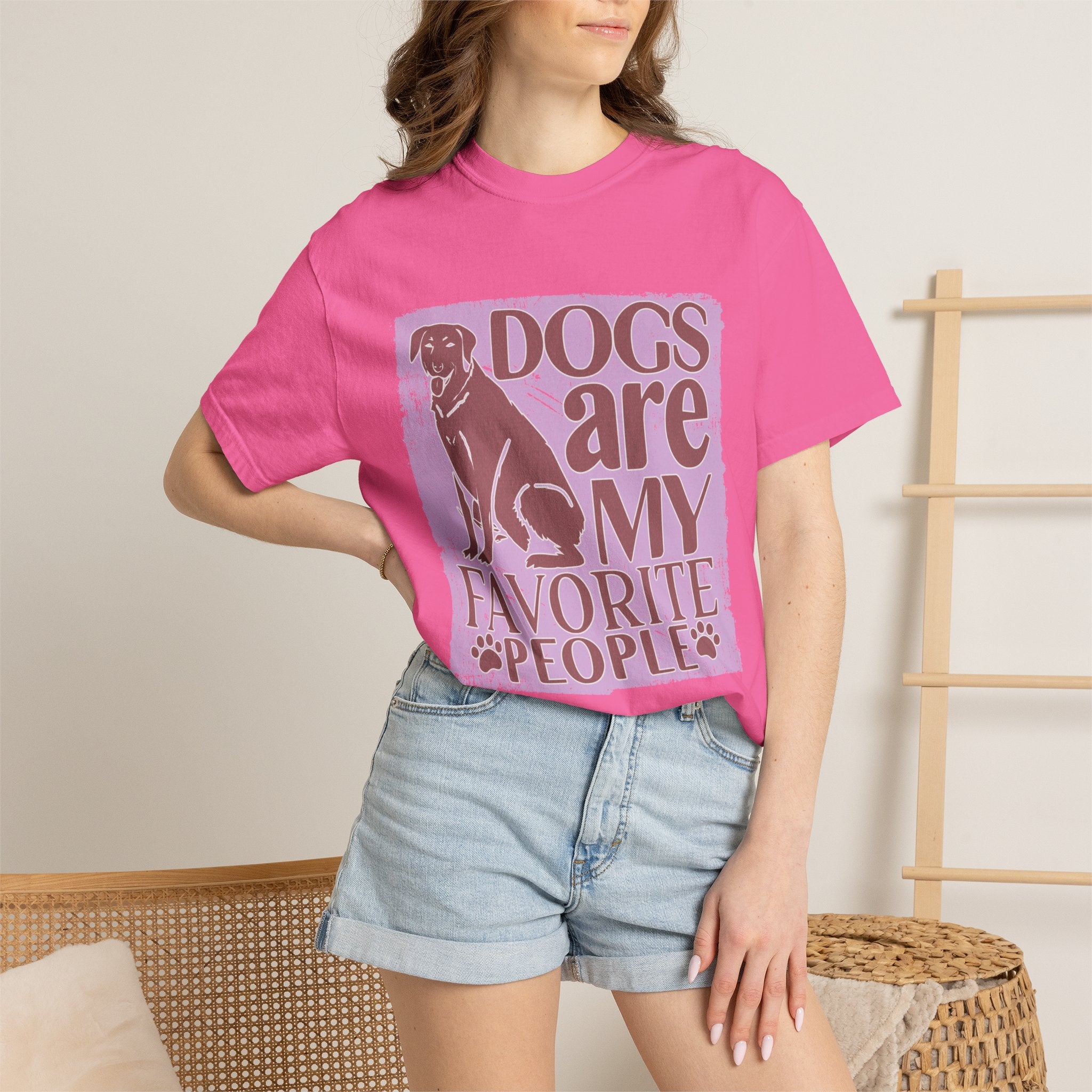 Textured Dogs Are My Favorite People T-Shirt – Retro Paw Print Dog Lover Tee