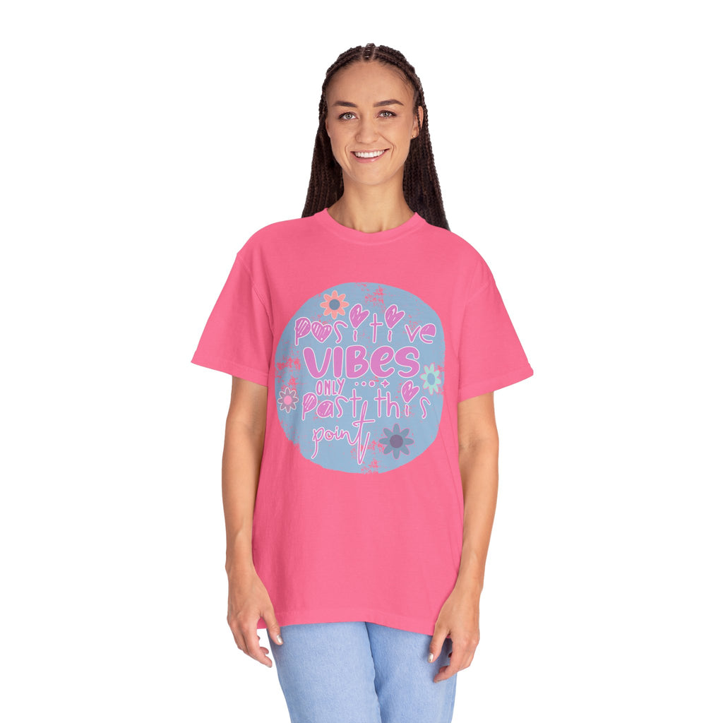 Textured Positive Vibes T-Shirt — Retro Floral ‘Positive Vibes Only’ Graphic Tee