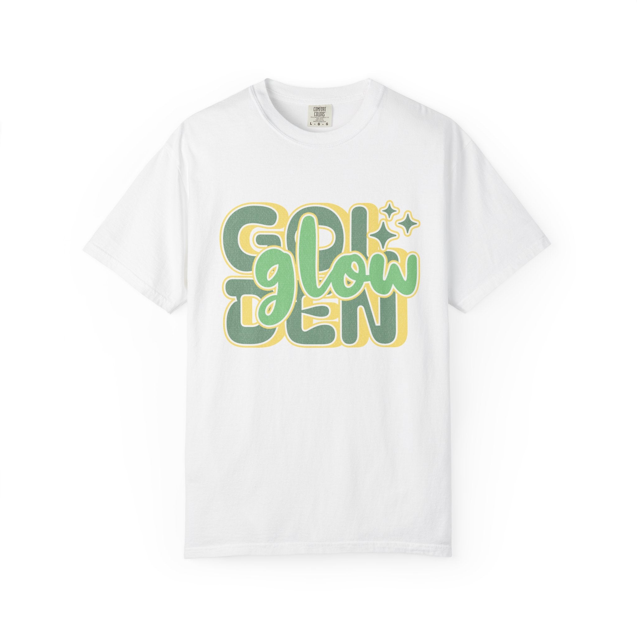 Golden Glow Textured T-Shirt — Retro 'Glow' Graphic Tee