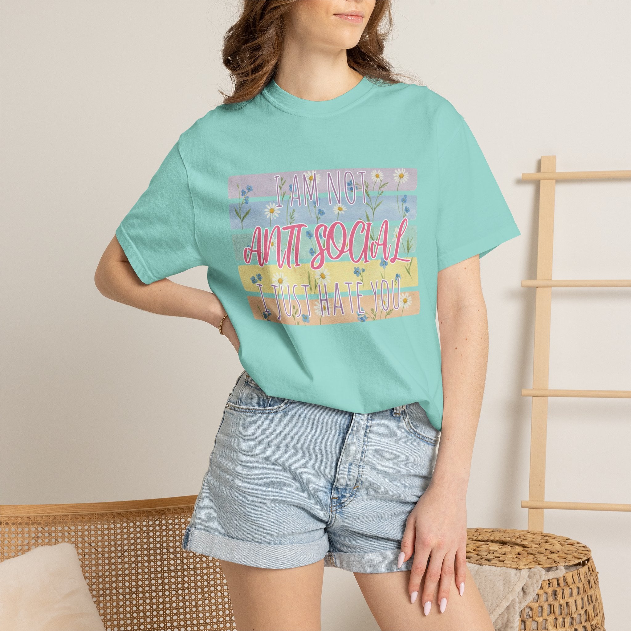 Anti Social Floral Striped Textured T-Shirt