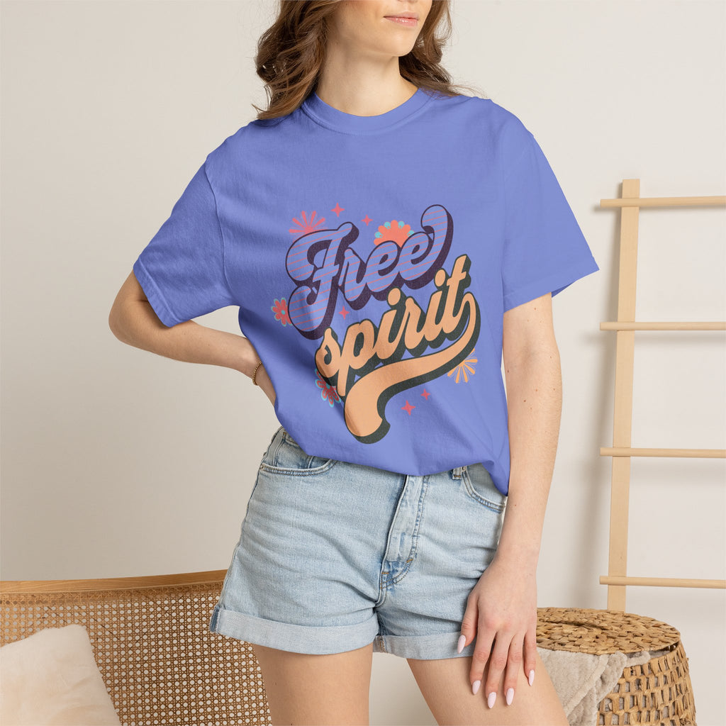 Textured Free Spirit T-Shirt — Retro Hand-Lettered Graphic Tee